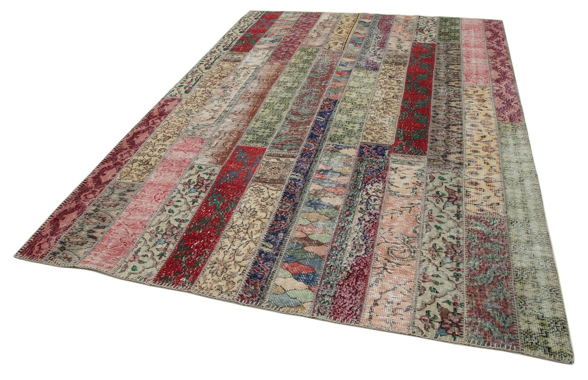 Handmade Patchwork Rug - Kirk Yama Grey Cotton Wool Vintage Area Rug 6'8" x 9'9"