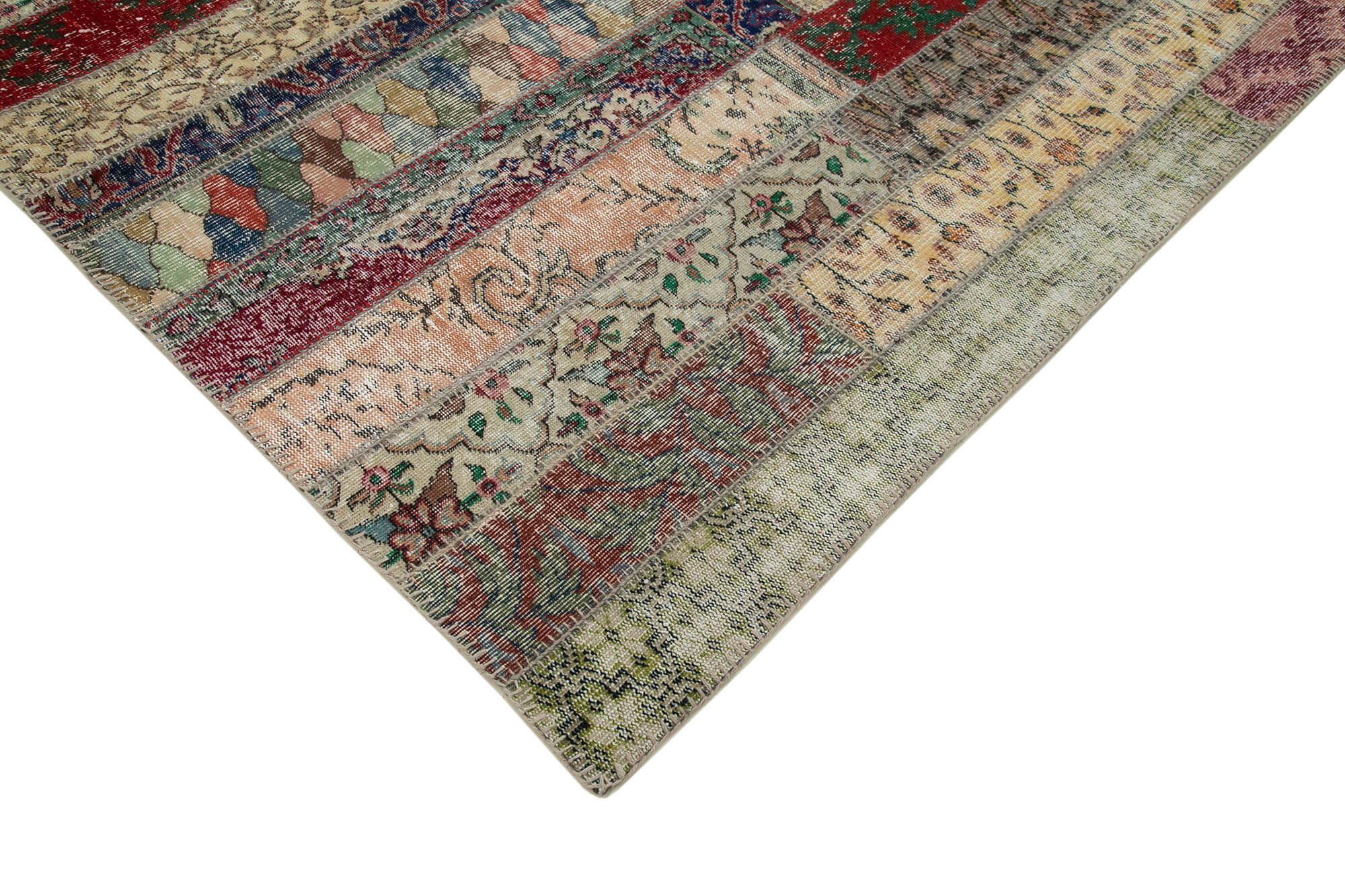 Handmade Patchwork Rug - Kirk Yama Grey Cotton Wool Vintage Area Rug 6'8" x 9'9"