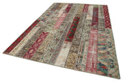 Handmade Patchwork Rug - Kirk Yama Grey Cotton Wool Vintage Area Rug 6x10
