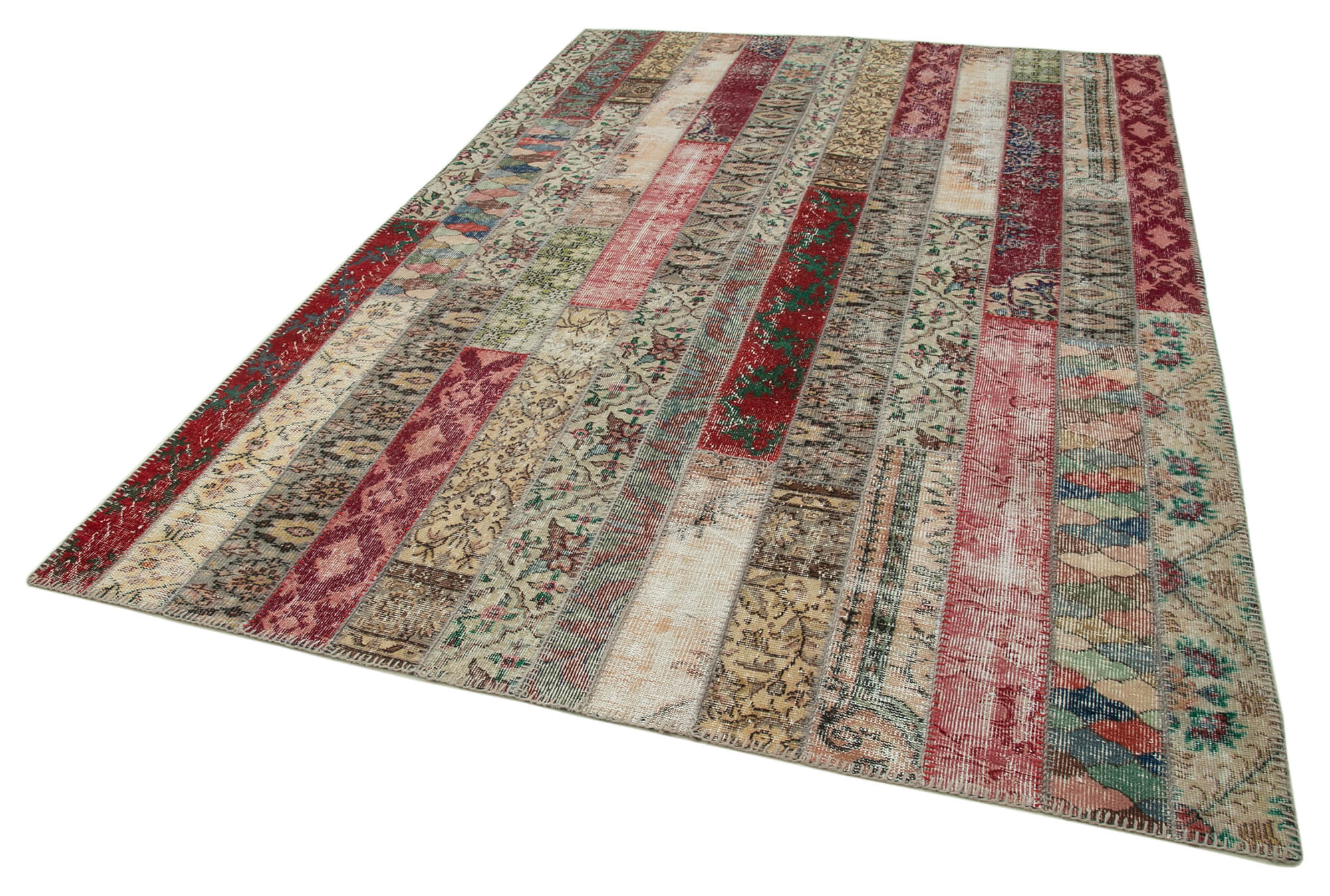 Handmade Patchwork Rug - Kirk Yama Grey Cotton Wool Vintage Area Rug 6x10