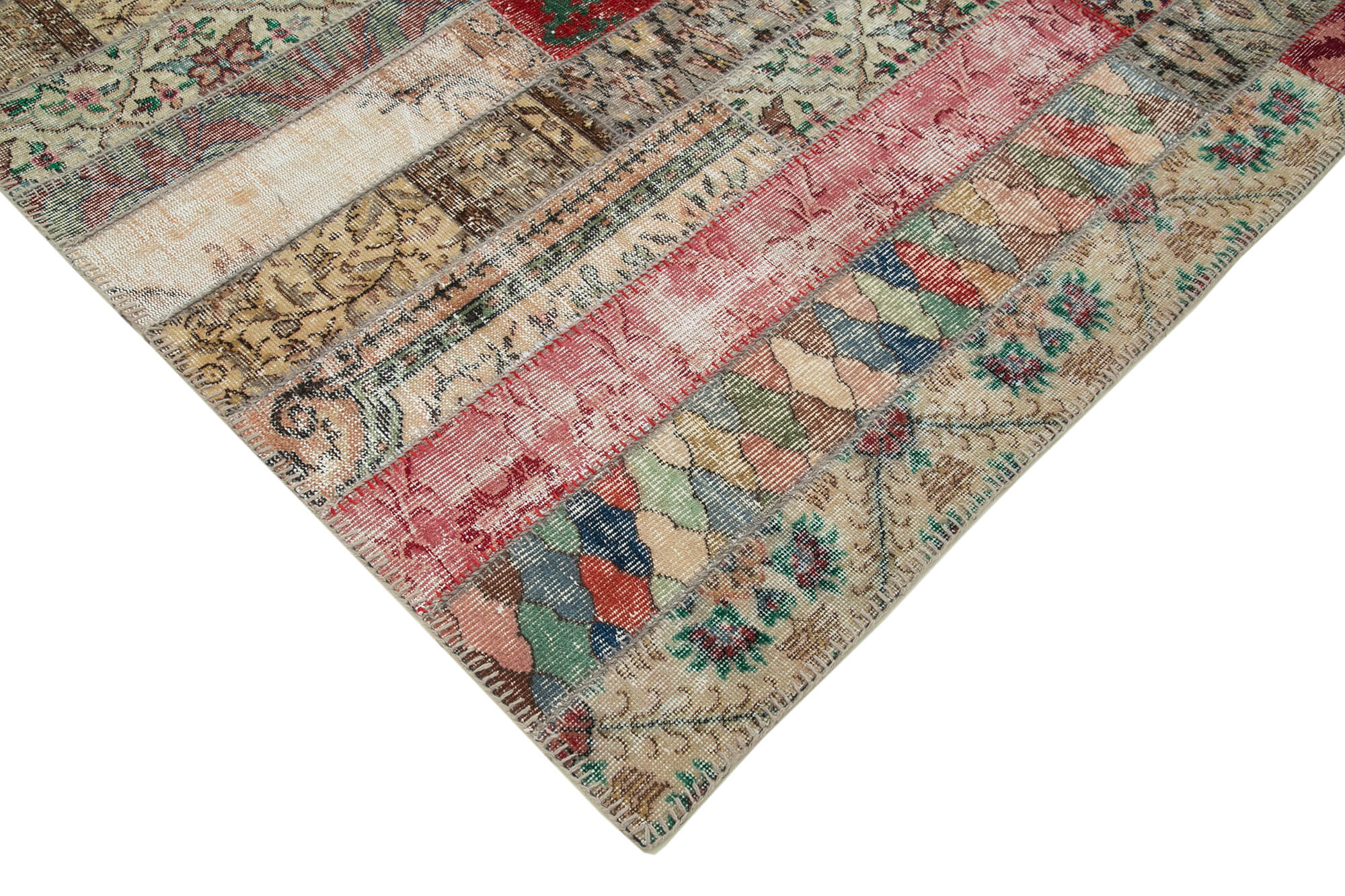 Handmade Patchwork Rug - Kirk Yama Grey Cotton Wool Vintage Area Rug 6x10