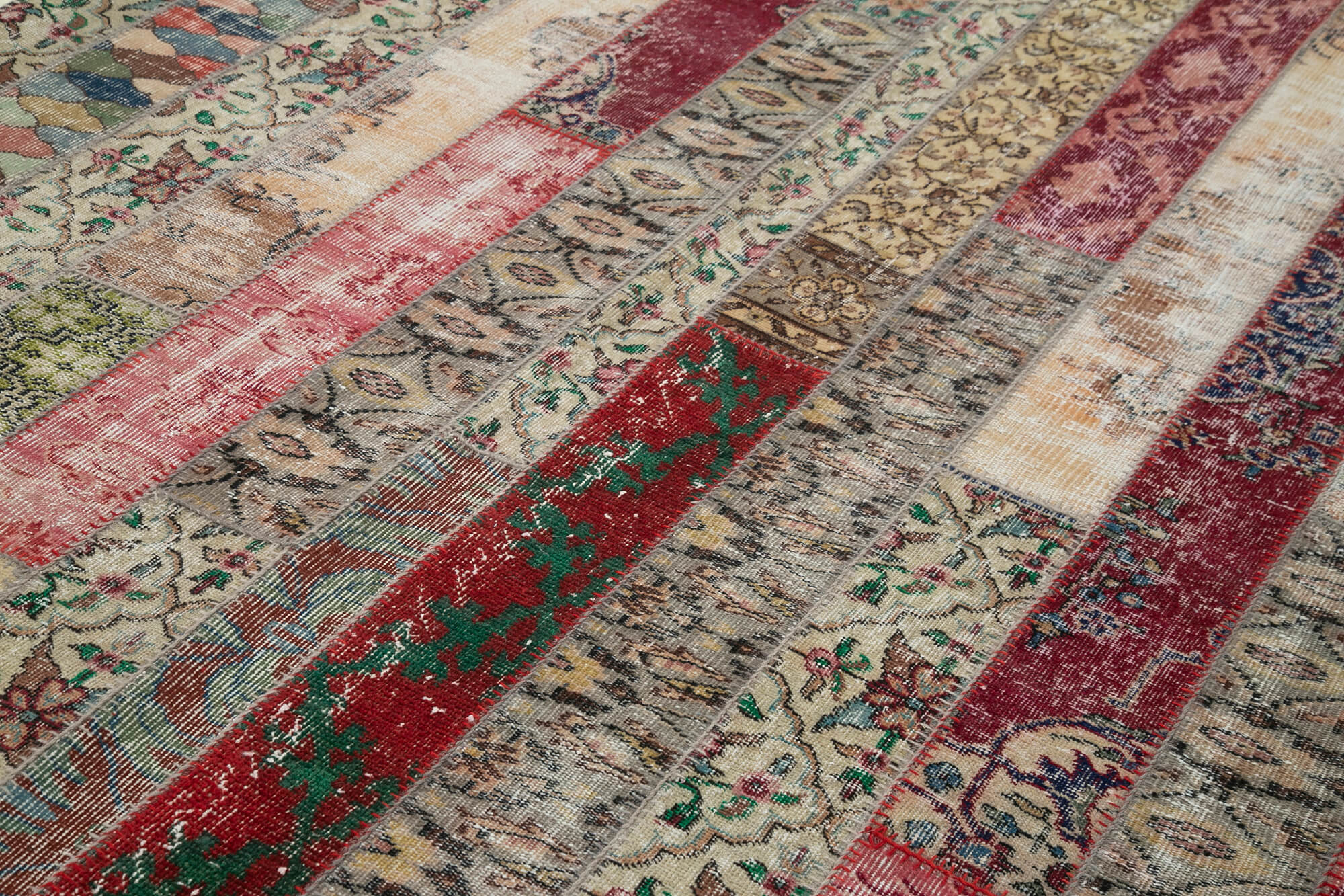 Handmade Patchwork Rug - Kirk Yama Grey Cotton Wool Vintage Area Rug 6x10