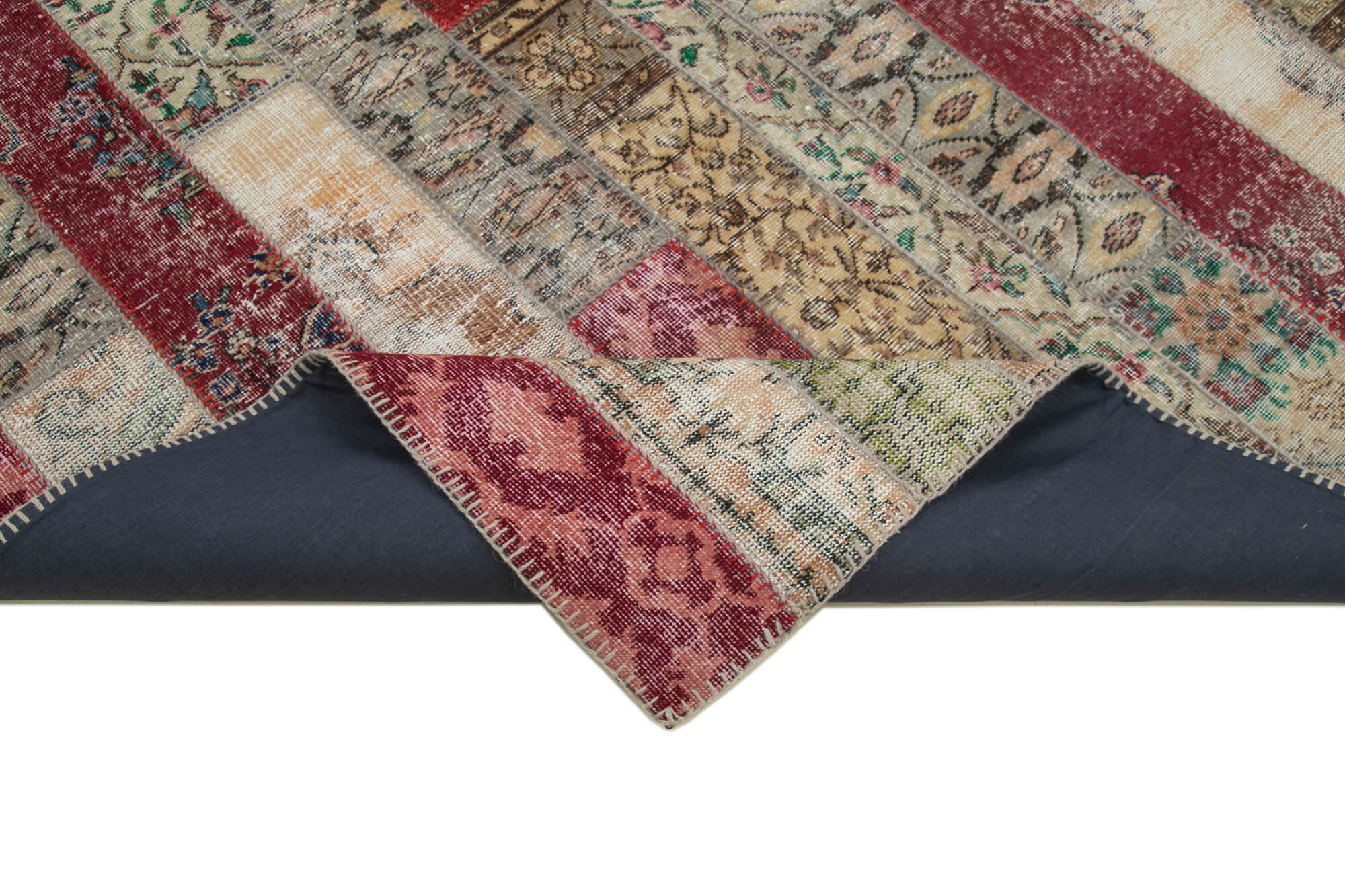 Handmade Patchwork Rug - Kirk Yama Grey Cotton Wool Vintage Area Rug 6x10