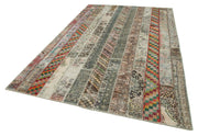 Handmade Patchwork Rug - Kirk Yama Grey Cotton Wool Area Rug 6'7''x10'0''