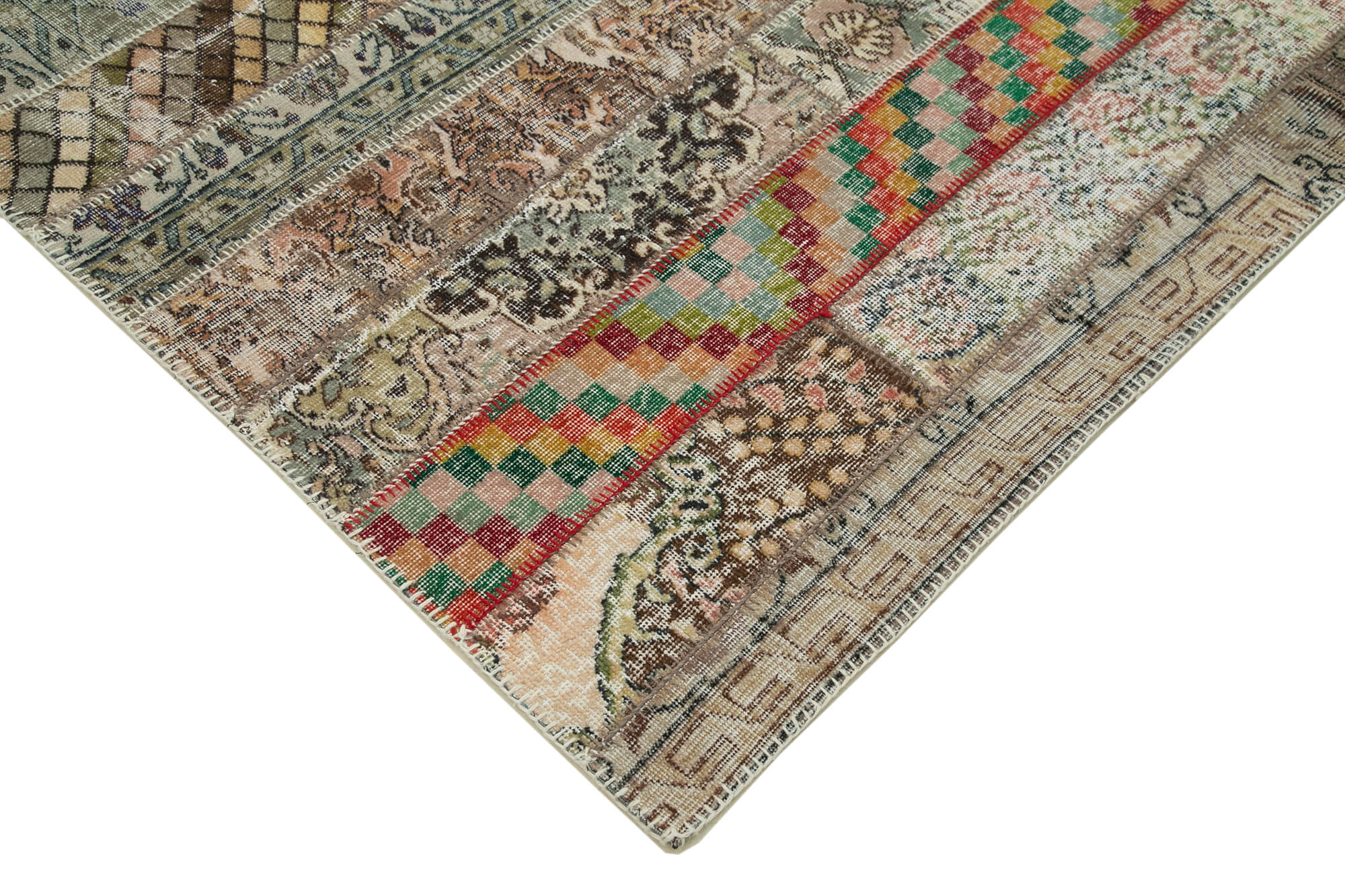 Handmade Patchwork Rug - Kirk Yama Grey Cotton Wool Area Rug 6'7''x10'0''