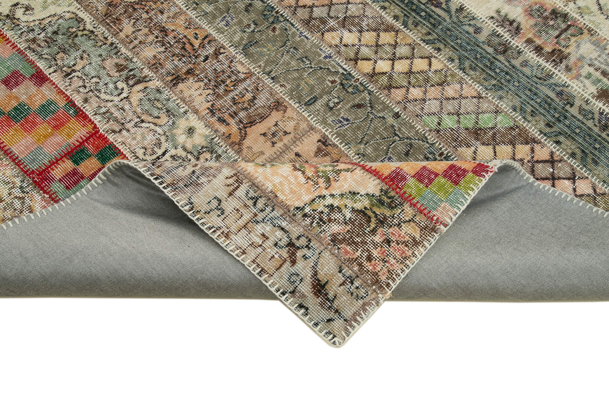 Handmade Patchwork Rug - Kirk Yama Grey Cotton Wool Area Rug 6'7''x10'0''