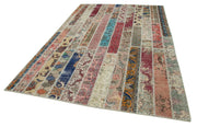 Handmade Patchwork Rug – Kirk Yama Grey Cotton Wool Vintage Area Rug 6'9''x10'
