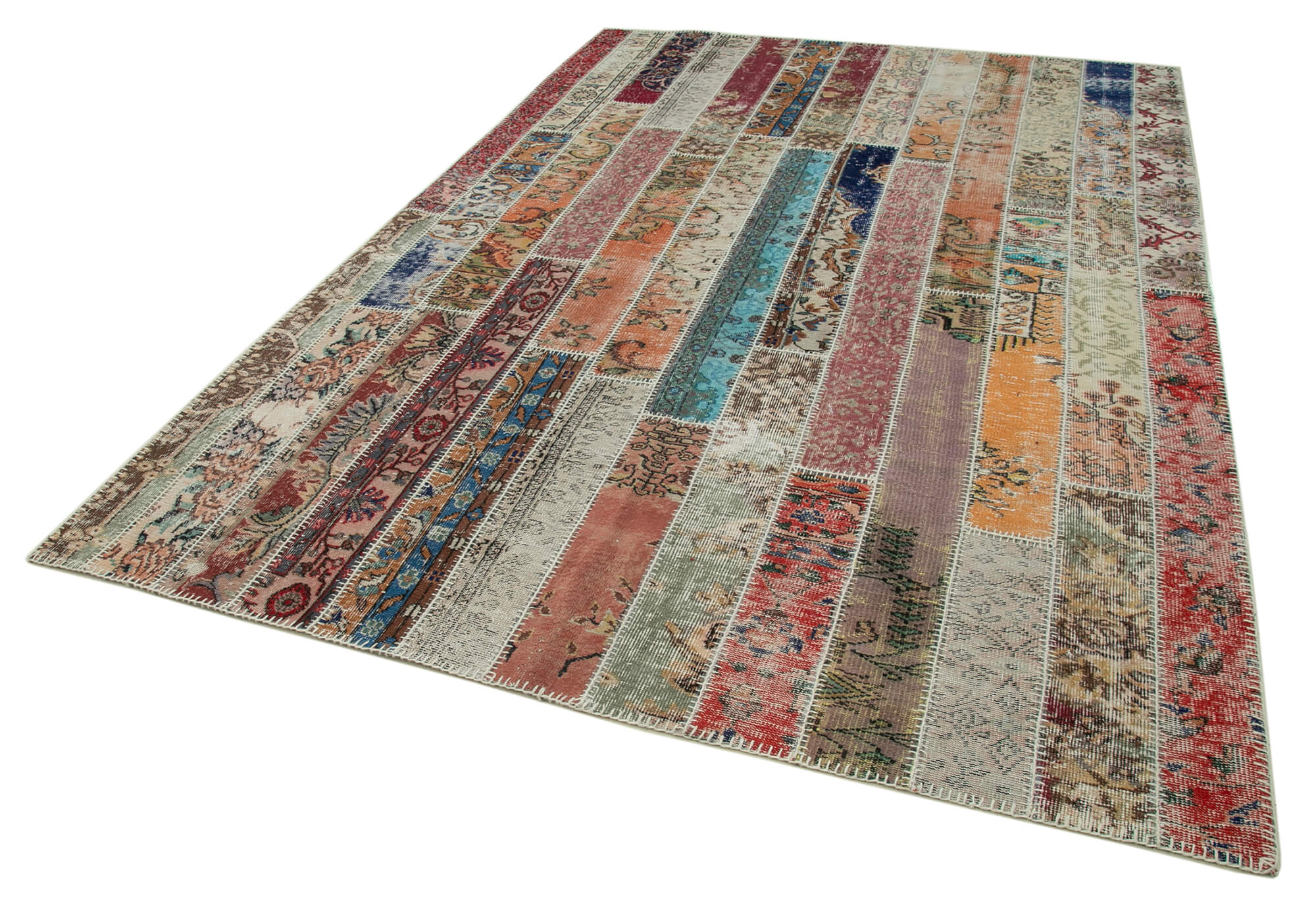 Handmade Patchwork Rug – Kirk Yama Red Cotton Wool Carpet 6'9''x10'1''