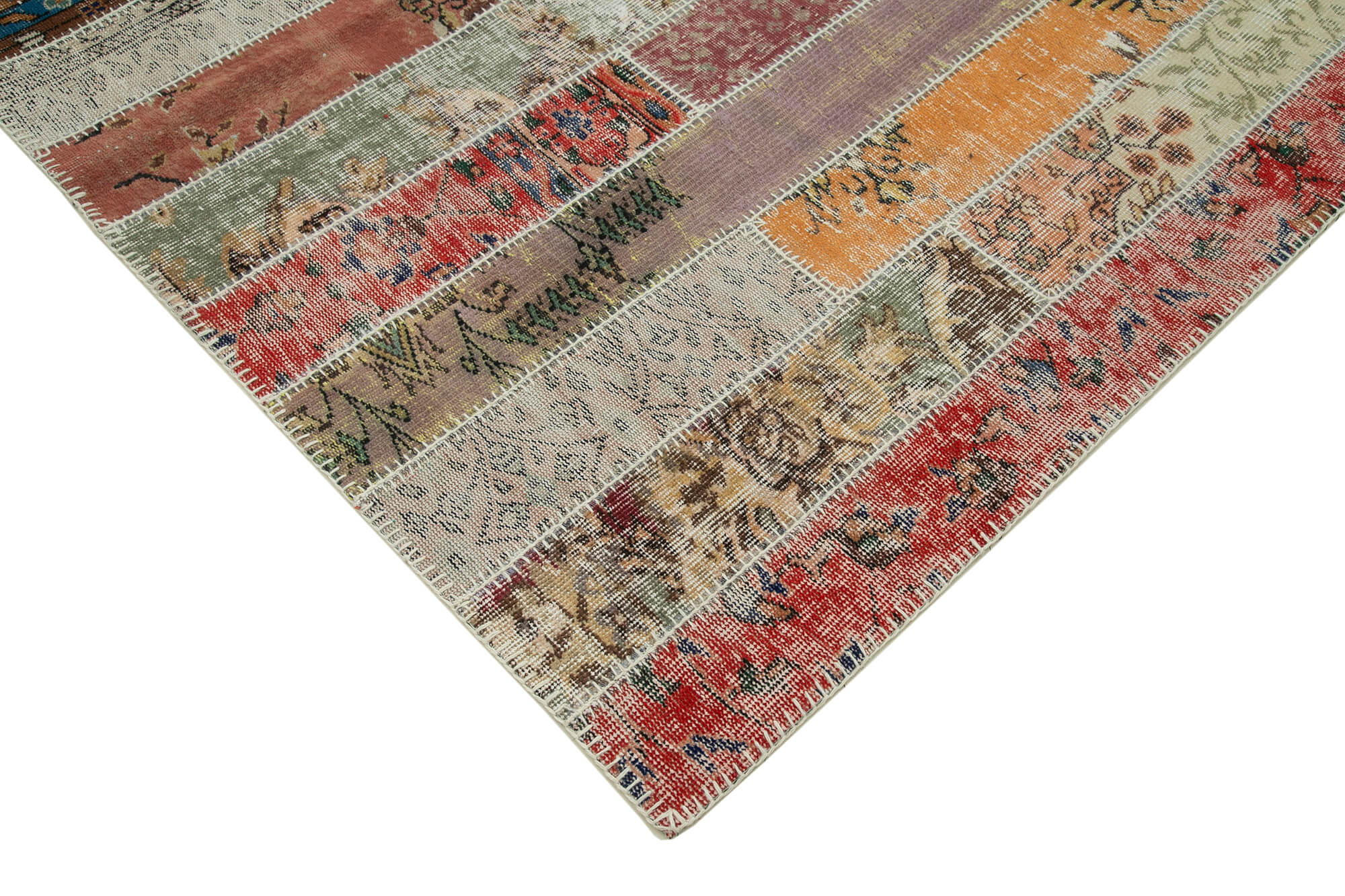 Handmade Patchwork Rug – Kirk Yama Red Cotton Wool Carpet 6'9''x10'1''