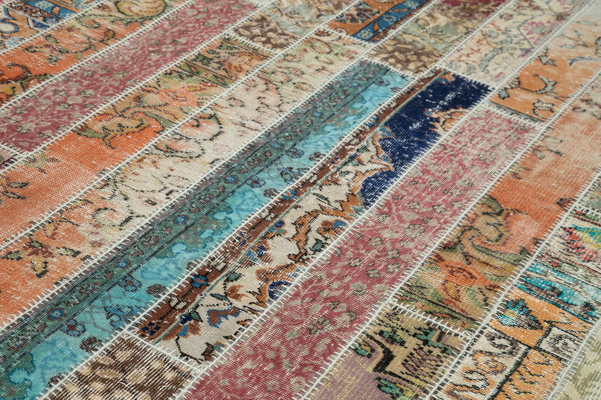 Handmade Patchwork Rug – Kirk Yama Red Cotton Wool Carpet 6'9''x10'1''
