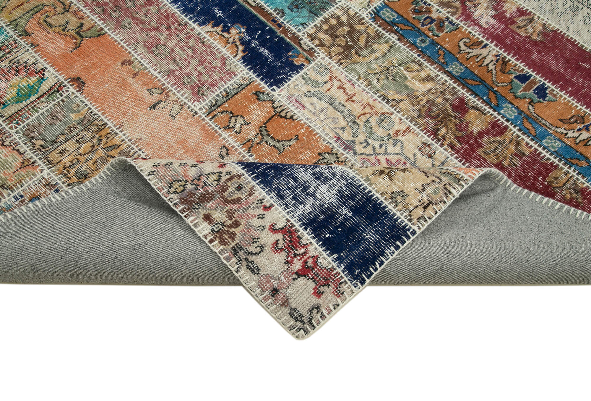 Handmade Patchwork Rug – Kirk Yama Red Cotton Wool Carpet 6'9''x10'1''