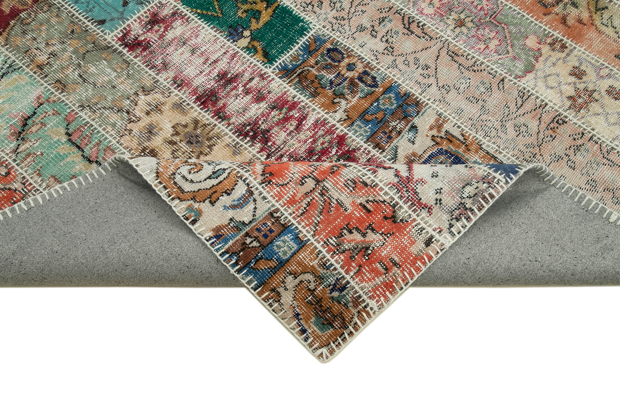 Kirk Yama Red Patchwork Cotton Wool Handmade Area Rug 6'8'' x 10'1''