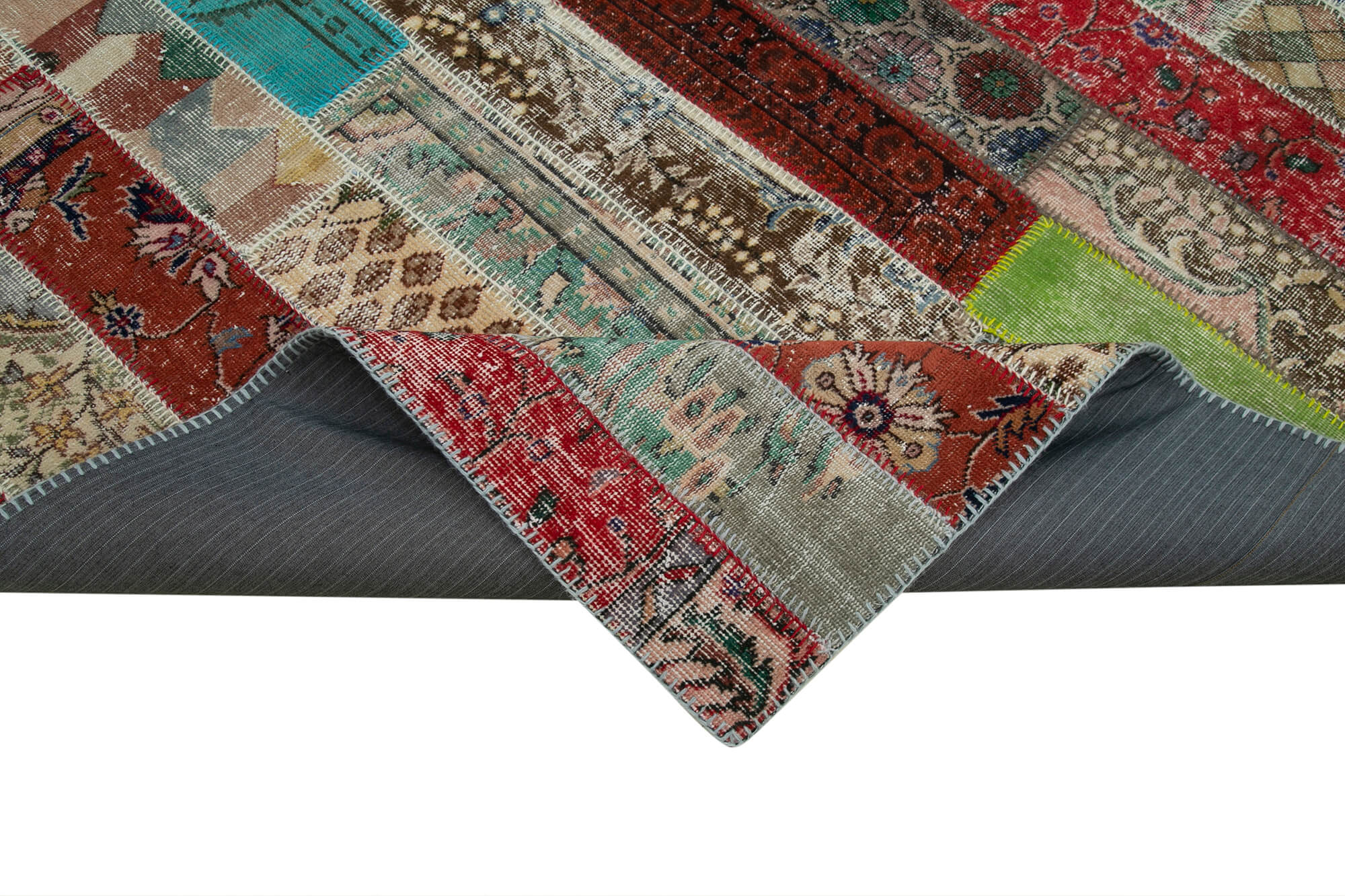 Handmade Patchwork Rug - Kirk Yama Grey Cotton Wool Area Rug 6'8" x 10'1"