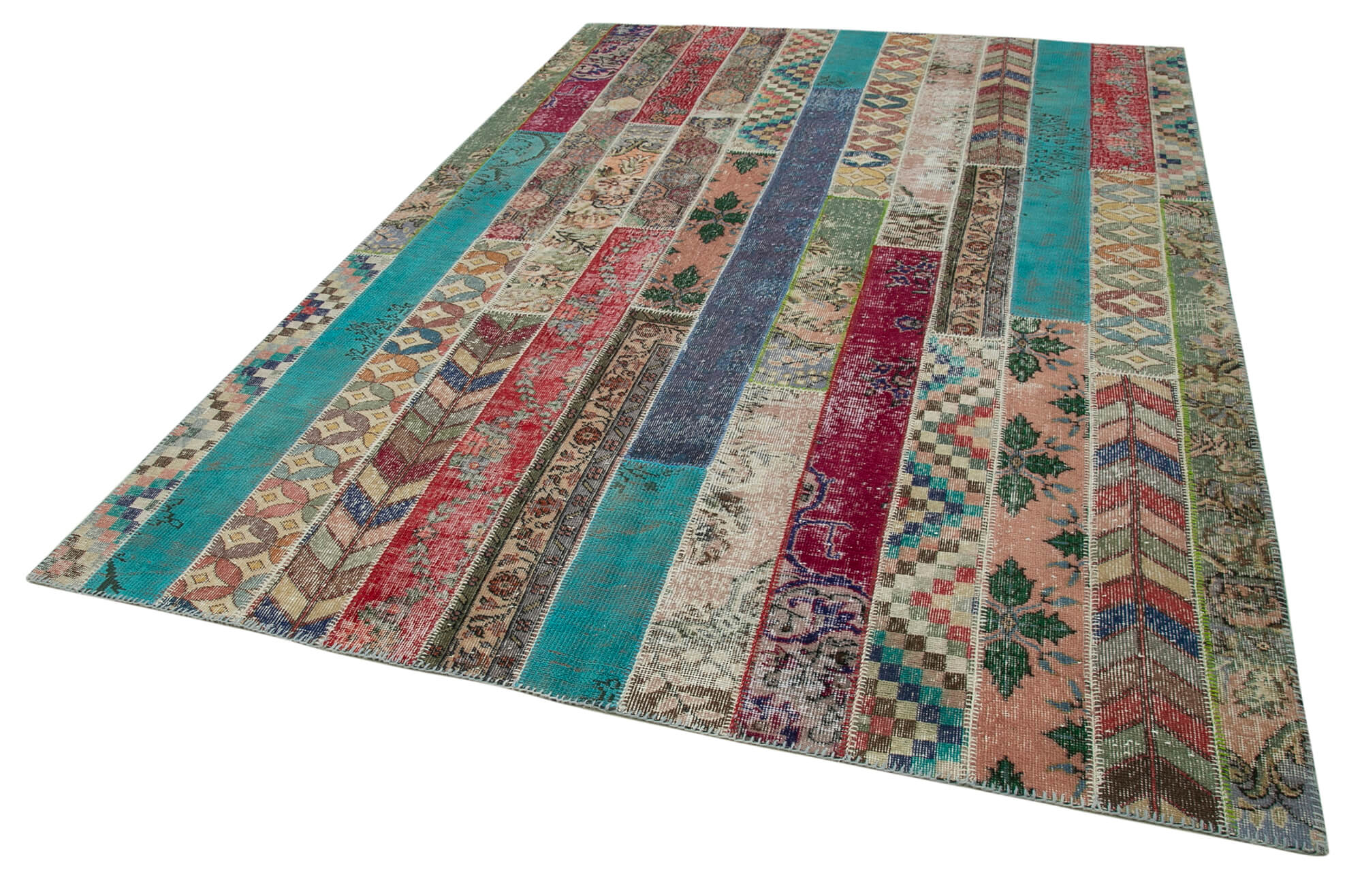 Handmade Patchwork Rug - Kirk Yama Grey Cotton Wool Carpet 6'8''x10'0''
