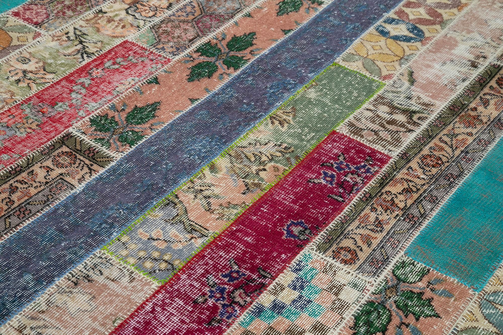 Handmade Patchwork Rug - Kirk Yama Grey Cotton Wool Carpet 6'8''x10'0''