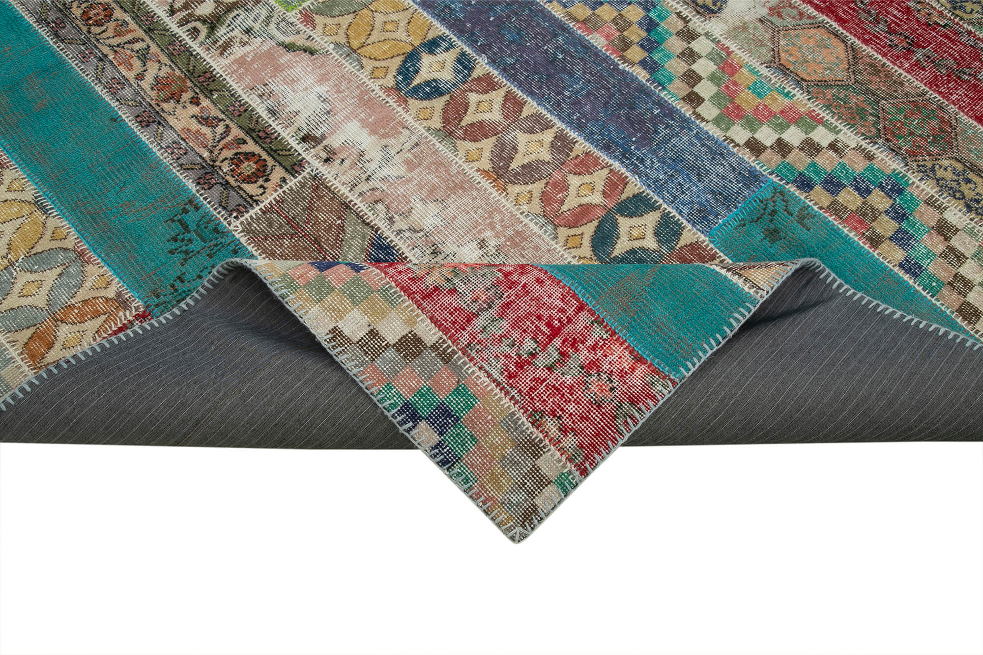 Handmade Patchwork Rug - Kirk Yama Grey Cotton Wool Carpet 6'8''x10'0''