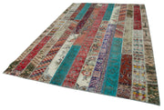 Handmade Area Rug - Kirk Yama Grey Patchwork Cotton Wool 6x10 Foot Carpet