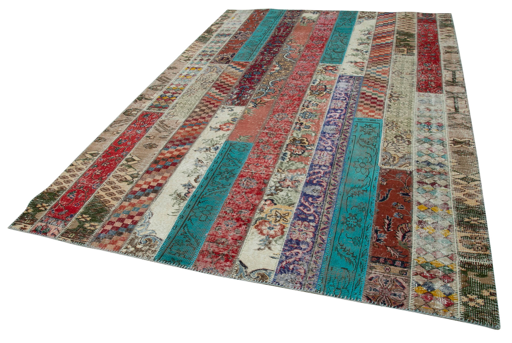 Handmade Area Rug - Kirk Yama Grey Patchwork Cotton Wool 6x10 Foot Carpet