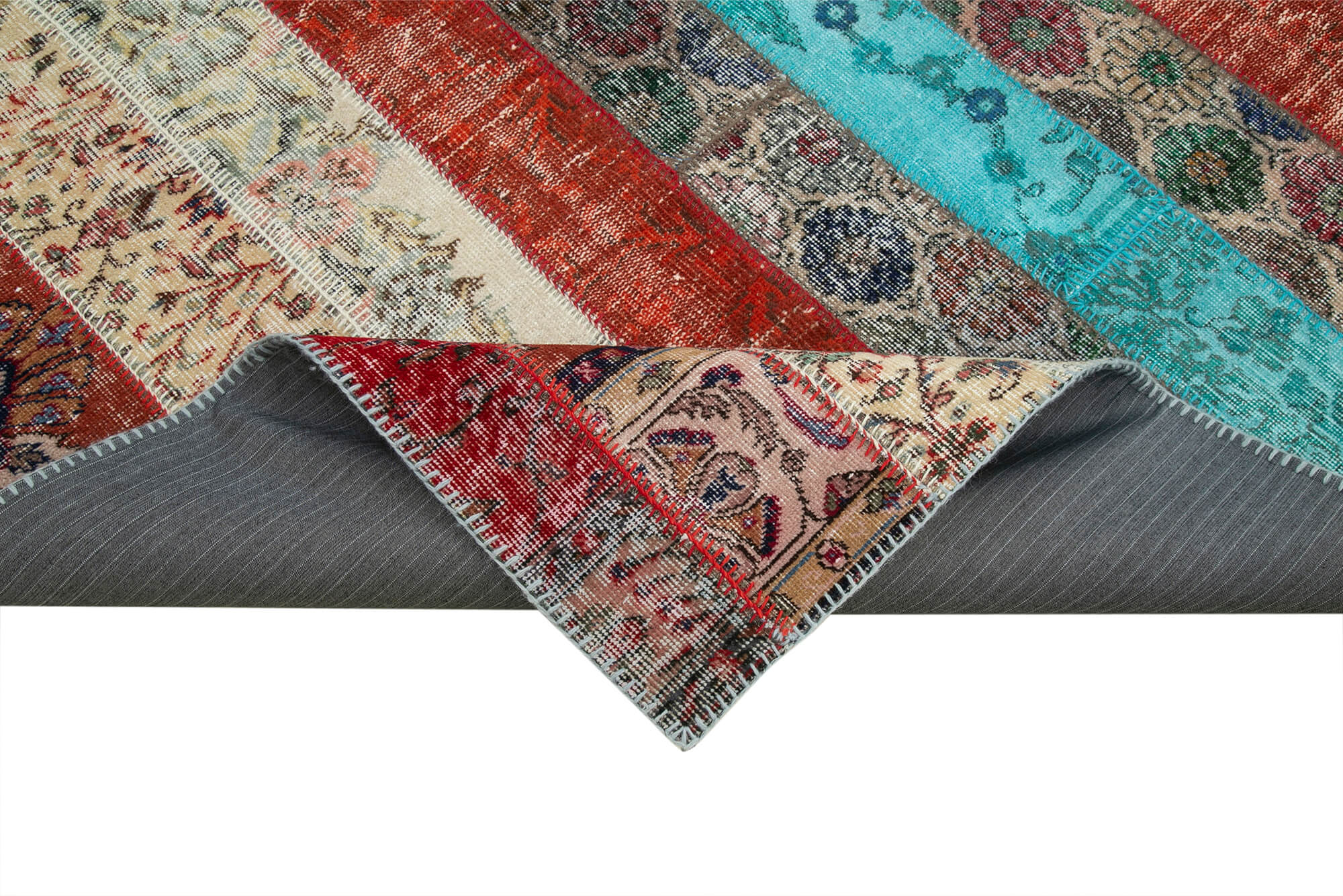 Kirk Yama Red Patchwork Cotton Wool Handmade Area Rug 6'8'' x 10'0''