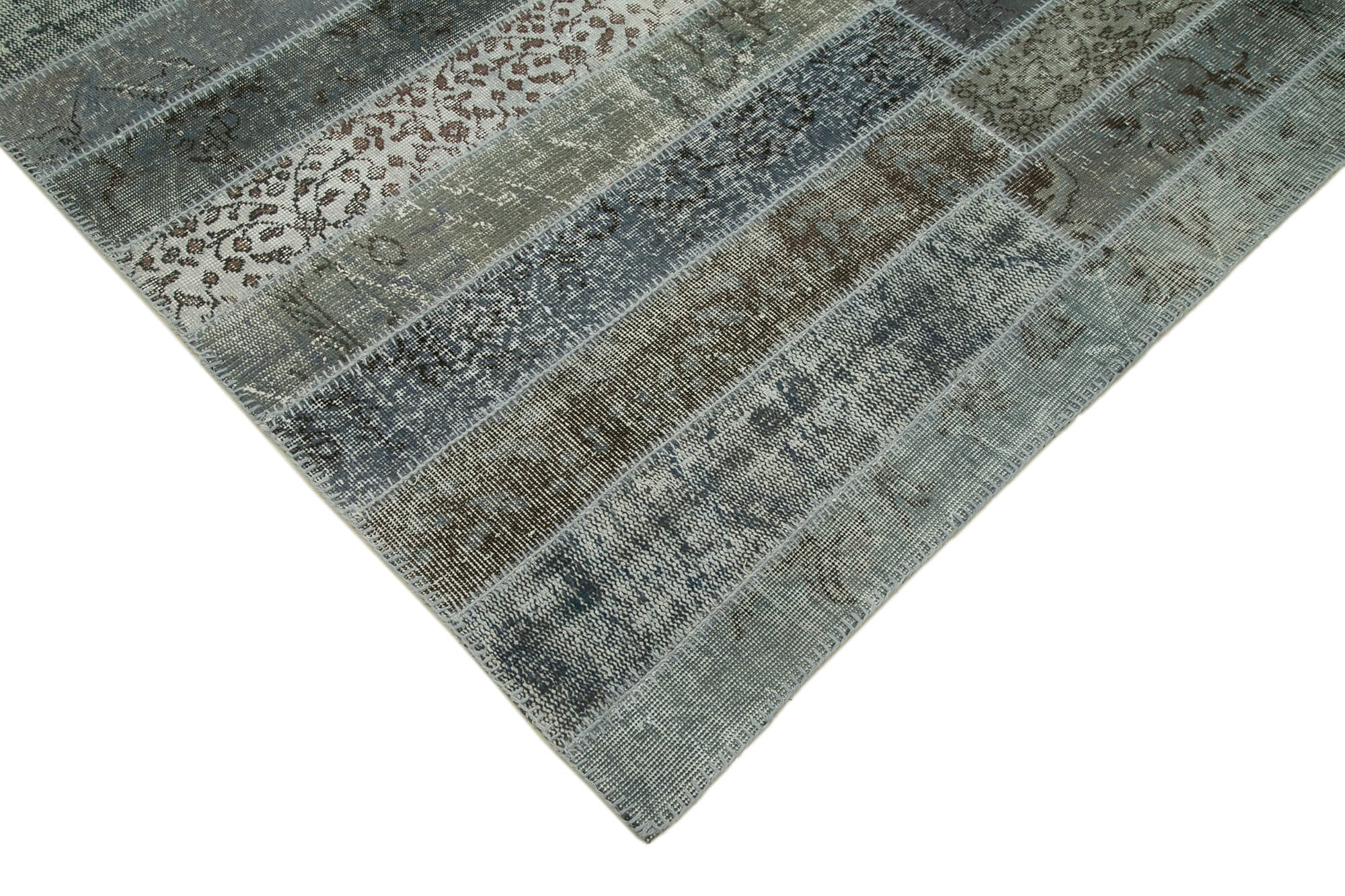 Handmade Wool Area Rug - Grey Patchwork Style Carpet 6x10 Feet Rug Durable Cotton Wool