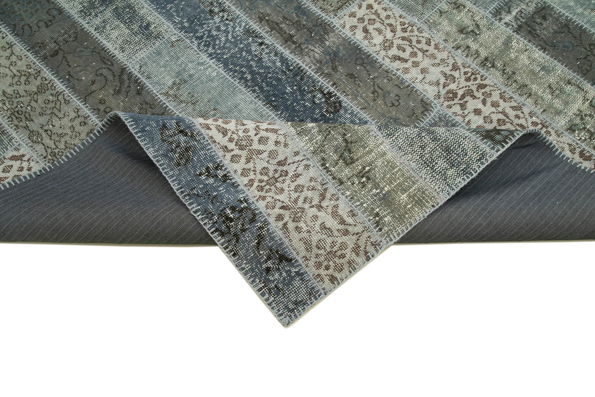 Handmade Wool Area Rug - Grey Patchwork Style Carpet 6x10 Feet Rug Durable Cotton Wool