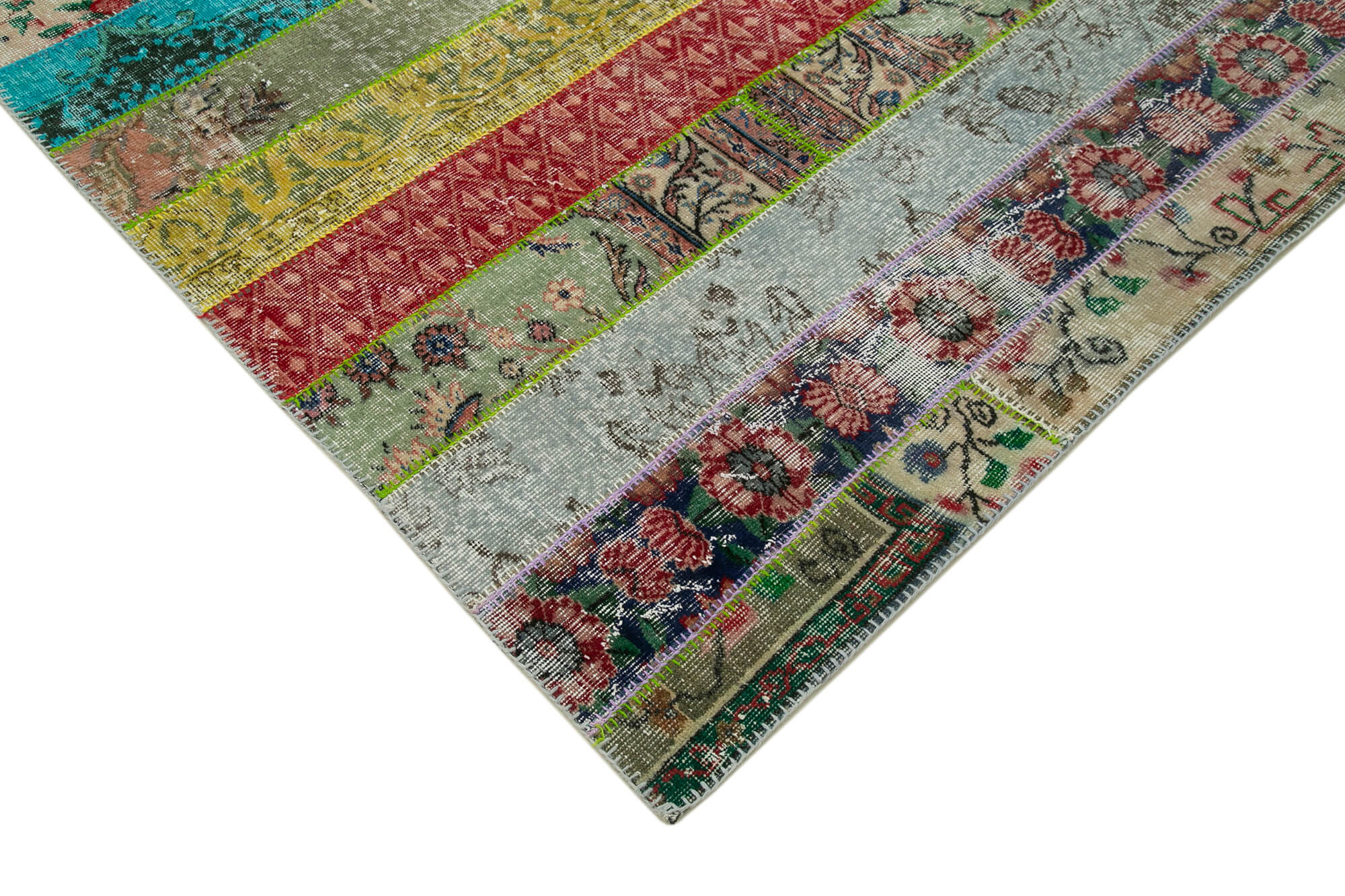 Handmade Patchwork Rug – Kirk Yama Grey 6x10 Area Rug Cotton Wool Carpet