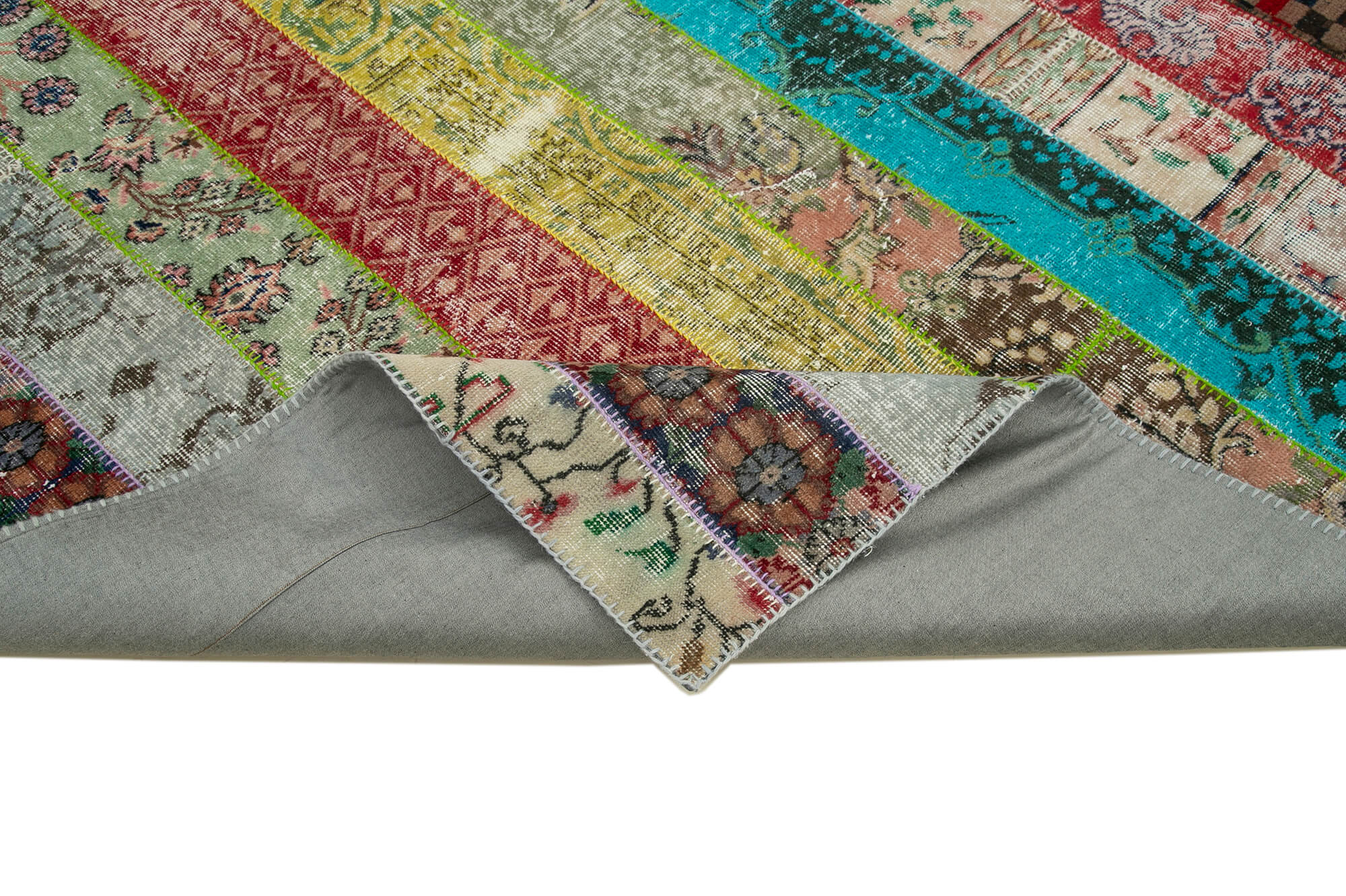 Handmade Patchwork Rug – Kirk Yama Grey 6x10 Area Rug Cotton Wool Carpet