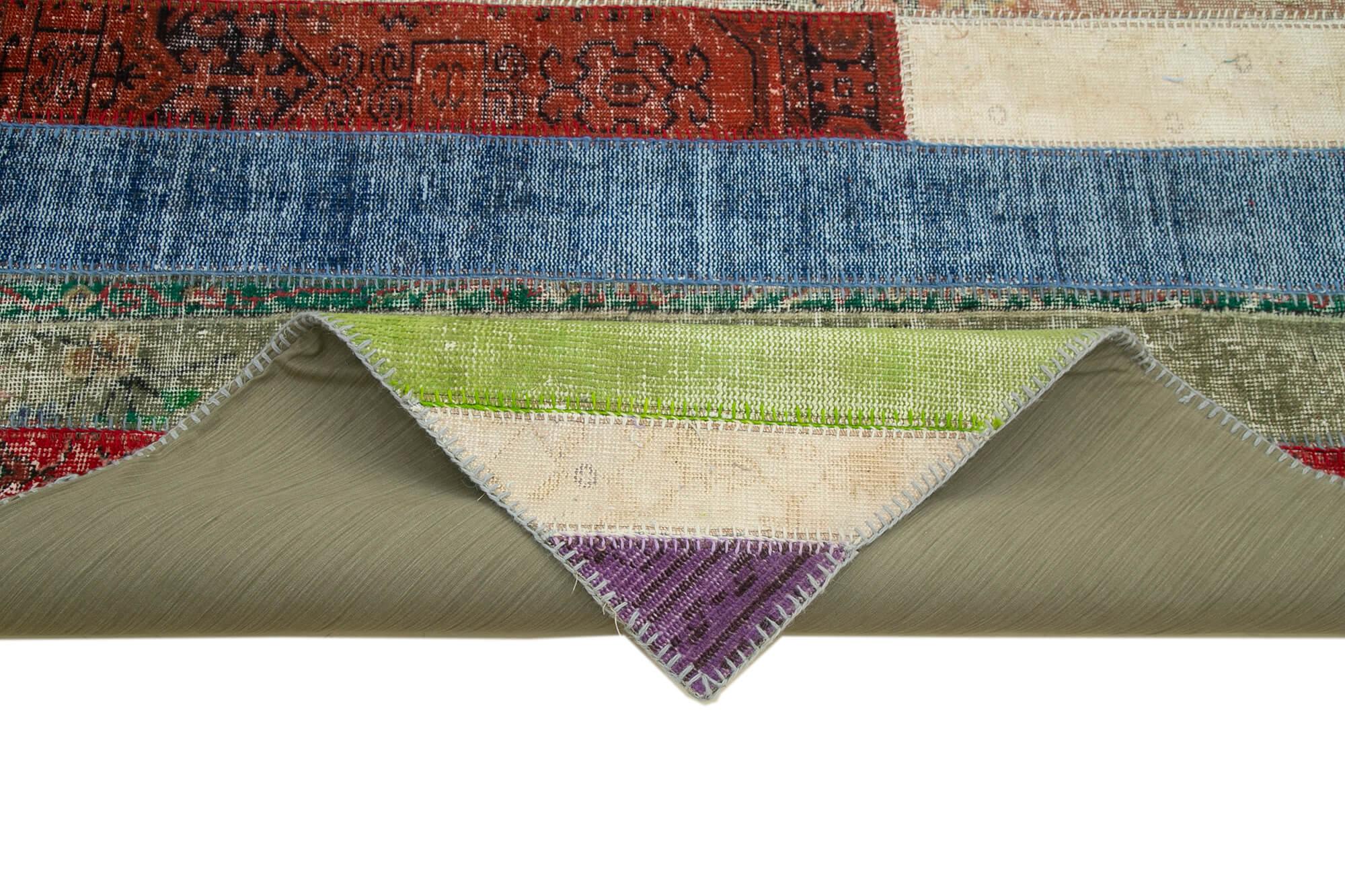 Kirk Yama Grey Patchwork Cotton Wool Handmade Area Rug 6'8'' x 10'1''