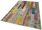 Handmade Area Rug – Kirk Yama Grey Patchwork Cotton Wool Carpet 6'8''x10'