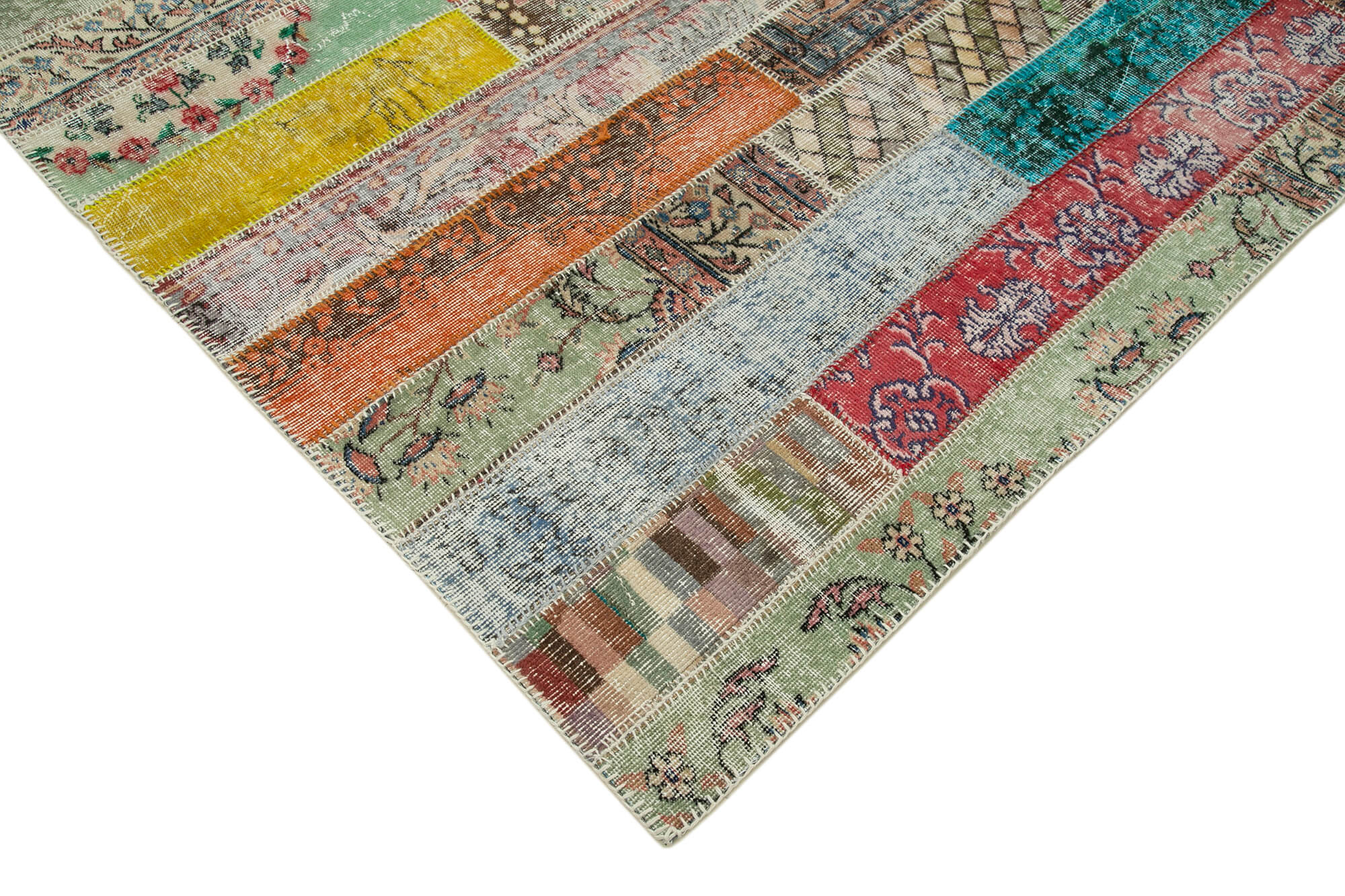 Handmade Area Rug – Kirk Yama Grey Patchwork Cotton Wool Carpet 6'8''x10'