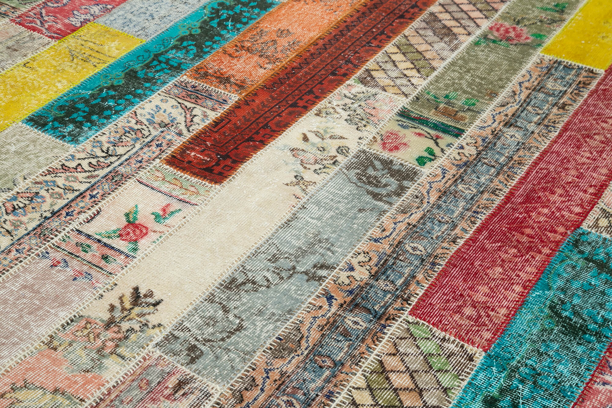 Handmade Area Rug – Kirk Yama Grey Patchwork Cotton Wool Carpet 6'8''x10'