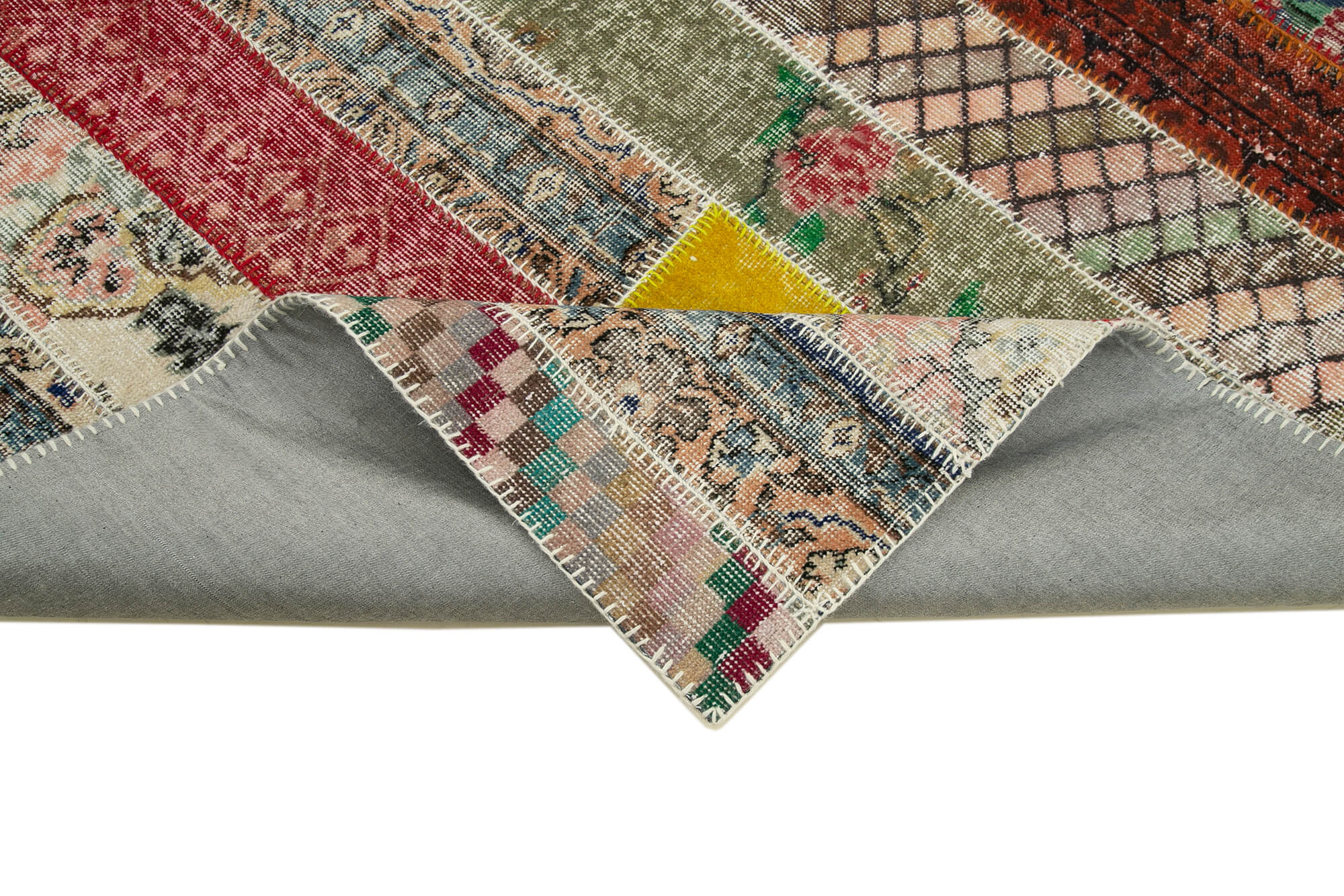 Handmade Area Rug – Kirk Yama Grey Patchwork Cotton Wool Carpet 6'8''x10'