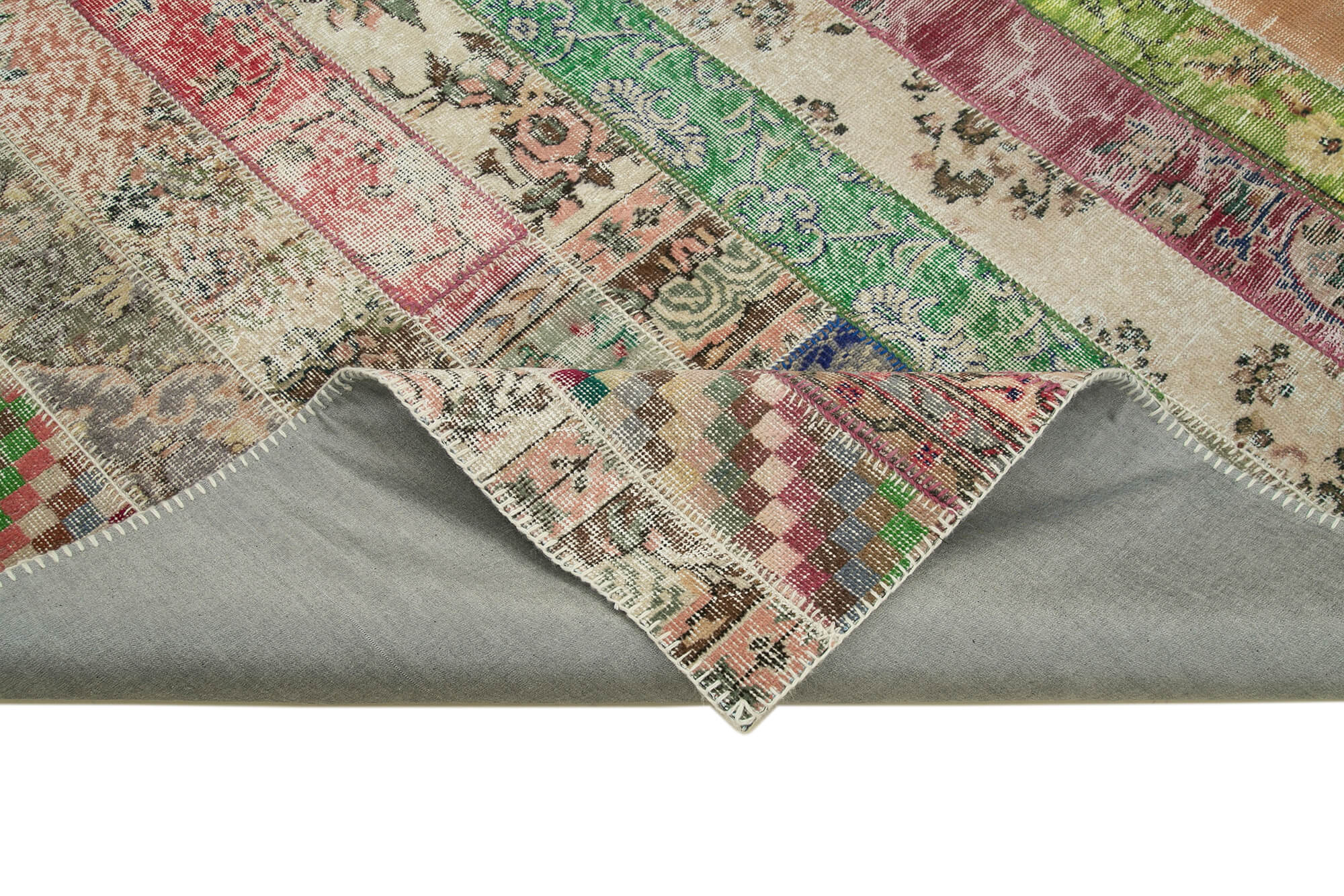 Handmade Area Rug - Kirk Yama Red Patchwork Cotton Wool Carpet 6'7''x10'