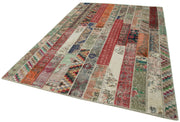Handmade Patchwork Rug - Kirk Yama Red Cotton Wool Area Rug 6'8" x 10'0"