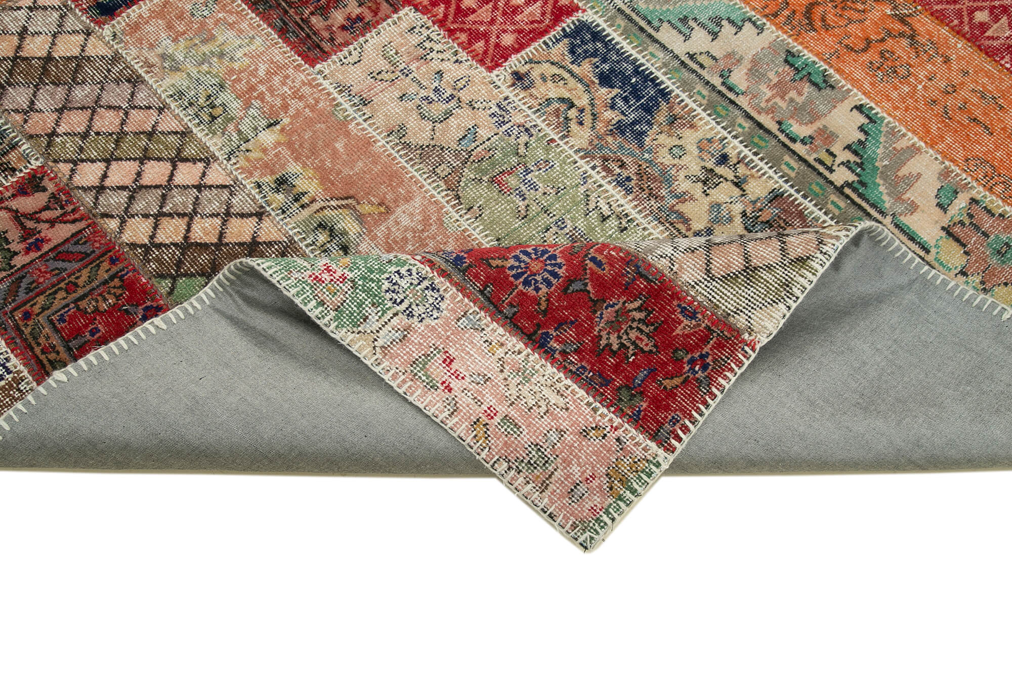 Handmade Patchwork Rug - Kirk Yama Red Cotton Wool Area Rug 6'8" x 10'0"