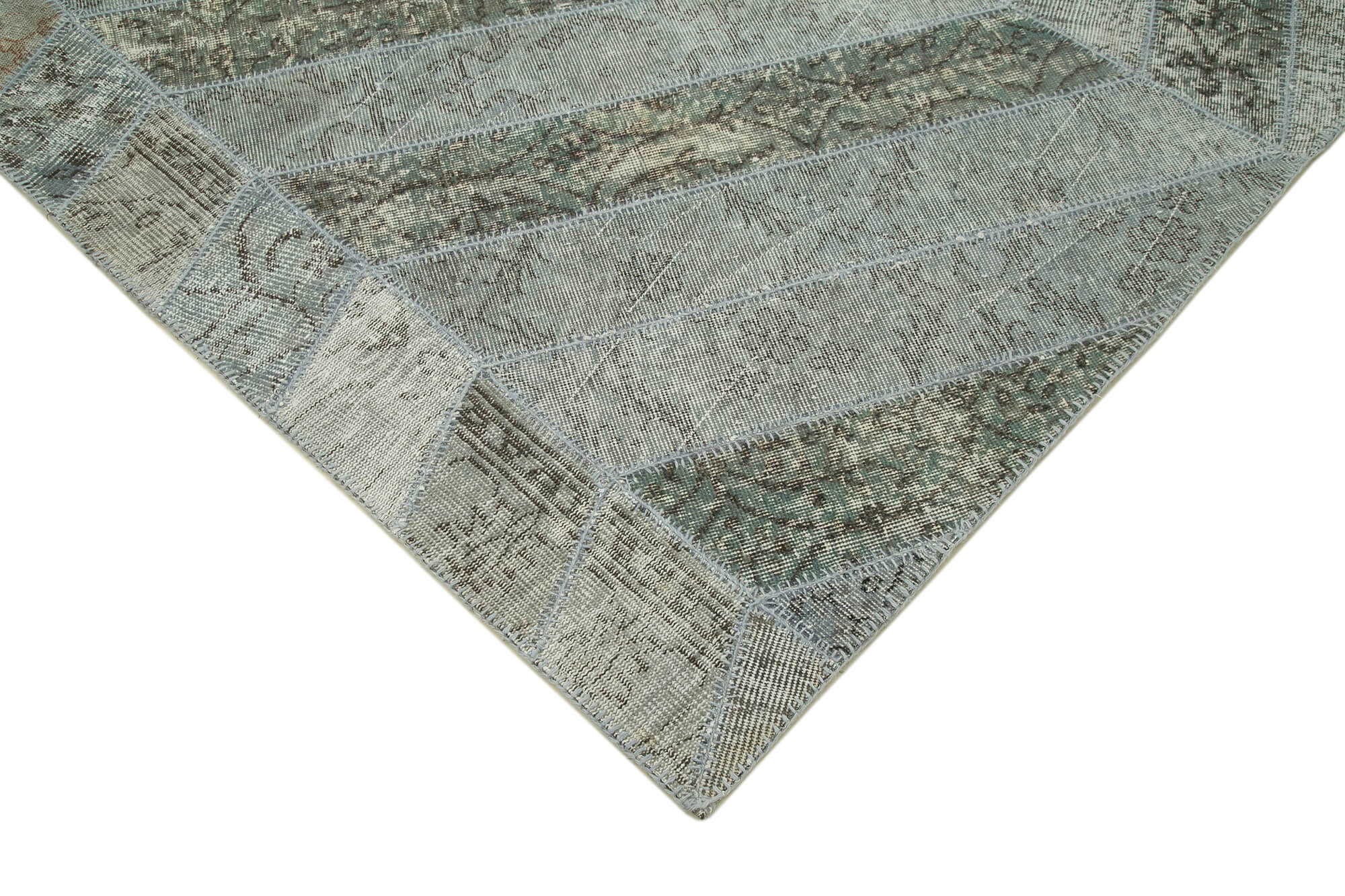 Handmade Patchwork Rug - Kirk Yama Grey Cotton Wool Area Rug 6'6" x 10'6"