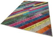 Handmade Area Rug – Grey Patchwork Cotton Wool Vintage Hand Woven Carpet 6'6''x10'