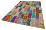 Handmade Patchwork Rug - Kirk Yama Grey Cotton Wool Area Rug 6'9''x10'1''