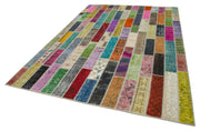 Handmade Patchwork Rug – Grey Patchwork Carpet Cotton Wool Blend 6'11''x10'0''