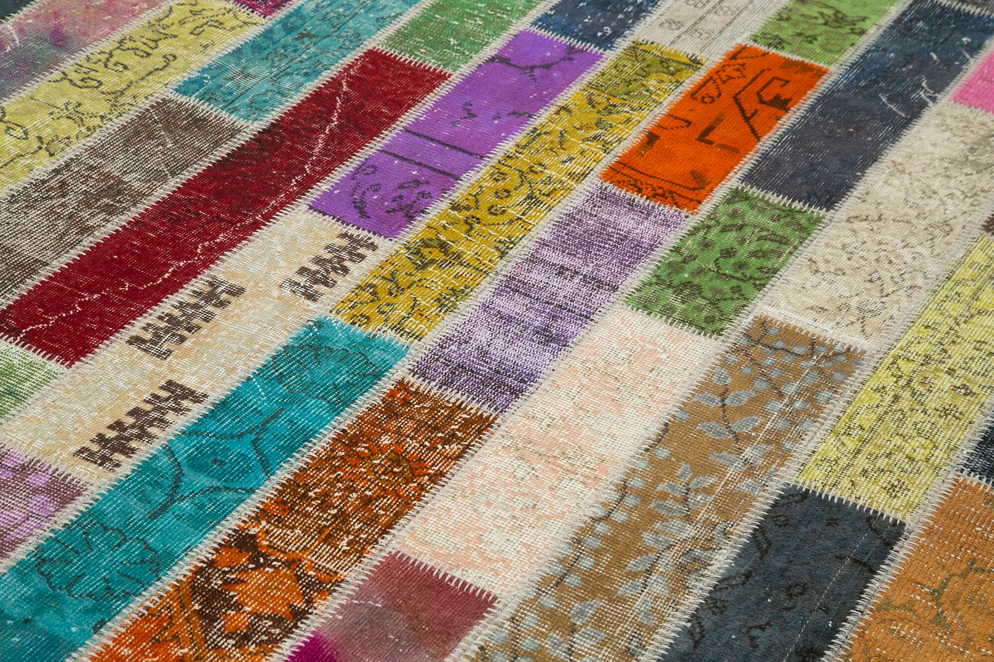 Handmade Patchwork Rug – Grey Patchwork Carpet Cotton Wool Blend 6'11''x10'0''