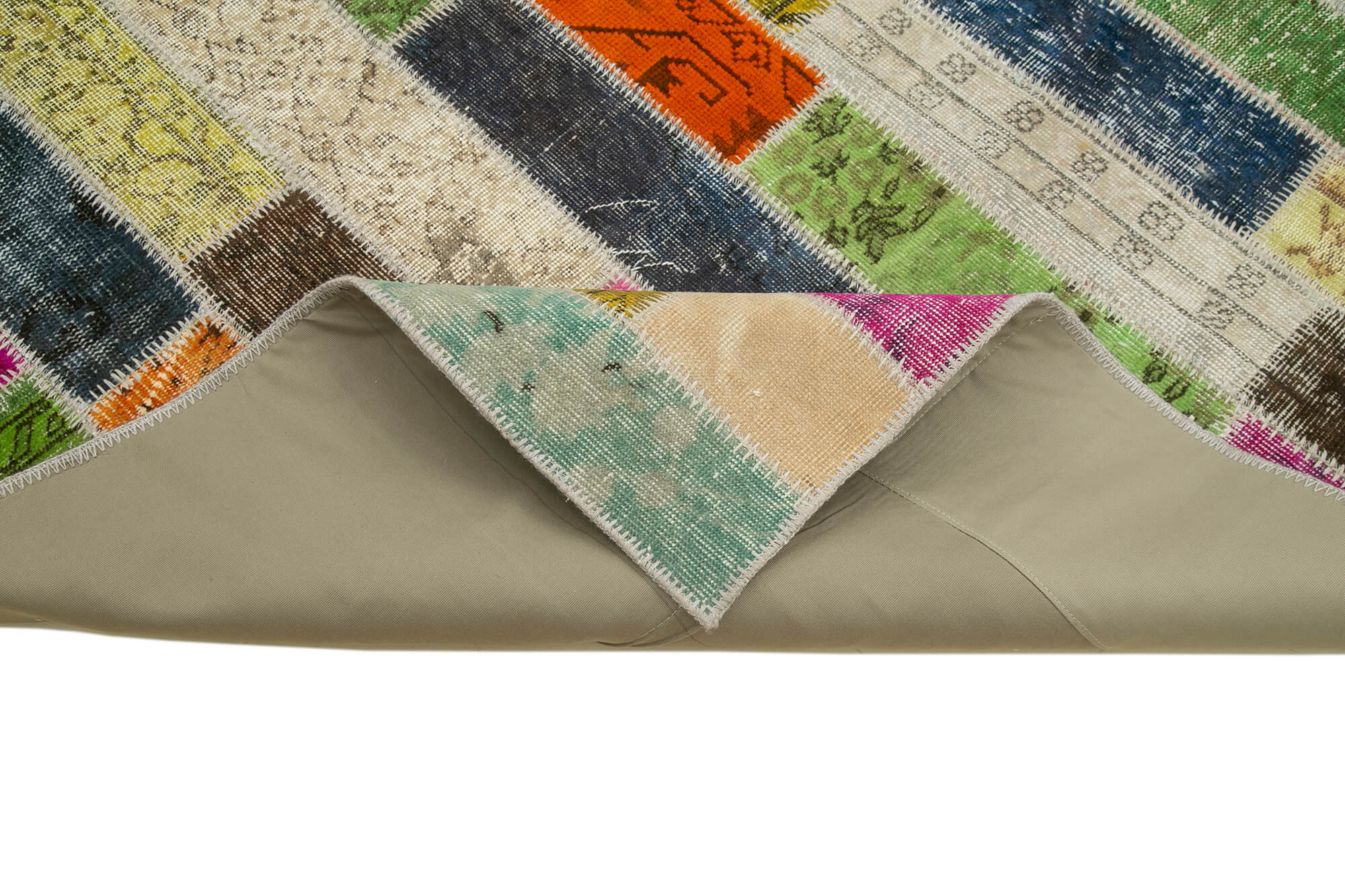 Handmade Patchwork Rug – Grey Patchwork Carpet Cotton Wool Blend 6'11''x10'0''