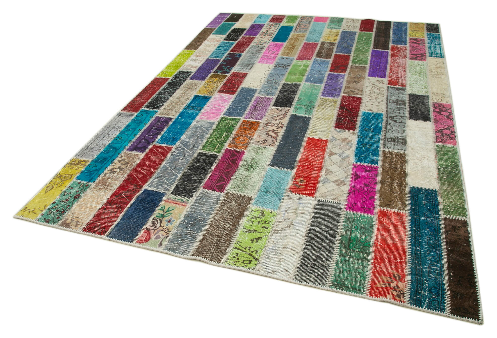Handmade Patchwork Rug - Kirk Yama Grey Area Rug 6'7''x10'1'' Cotton Wool Blend