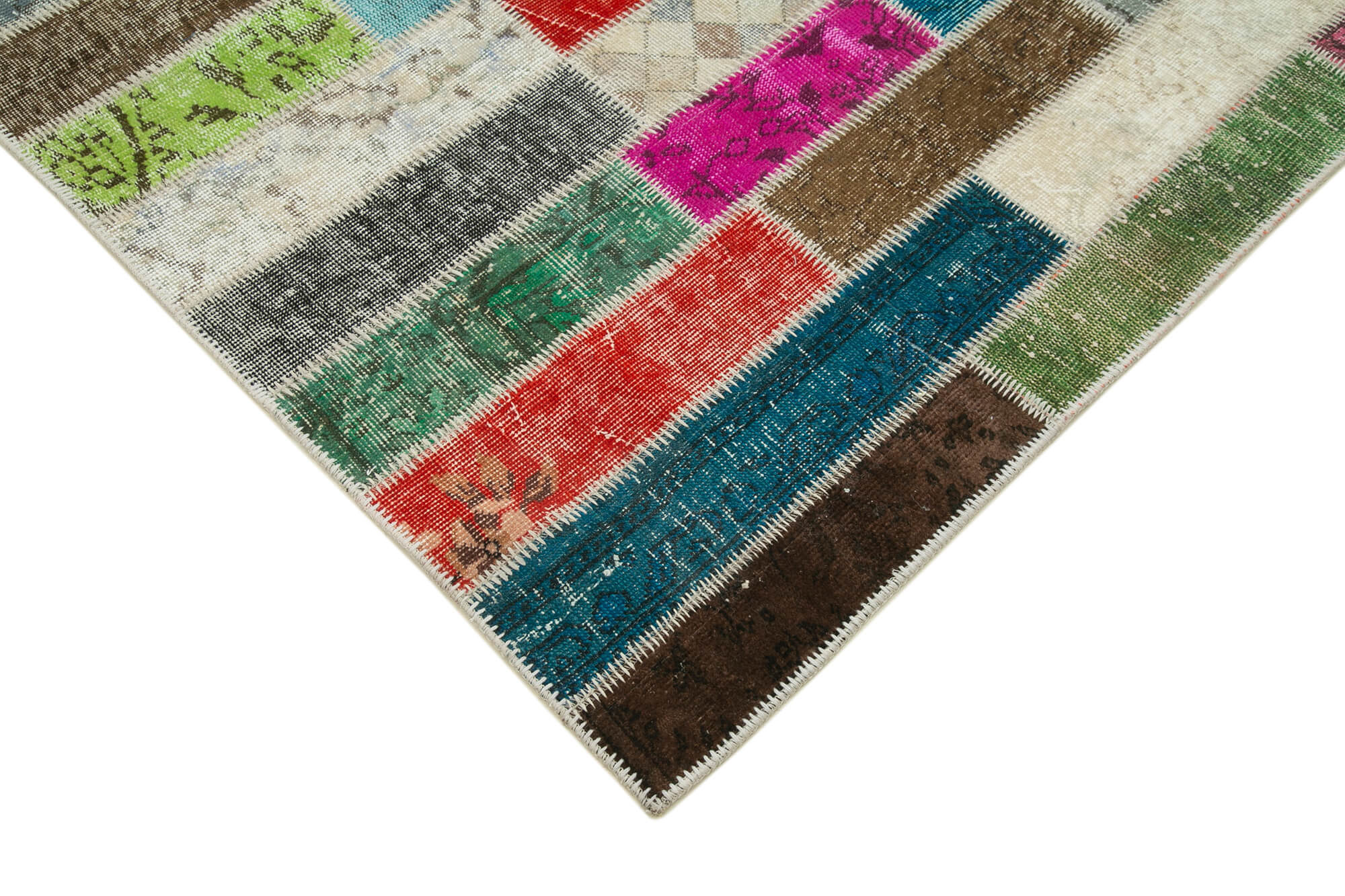 Handmade Patchwork Rug - Kirk Yama Grey Area Rug 6'7''x10'1'' Cotton Wool Blend