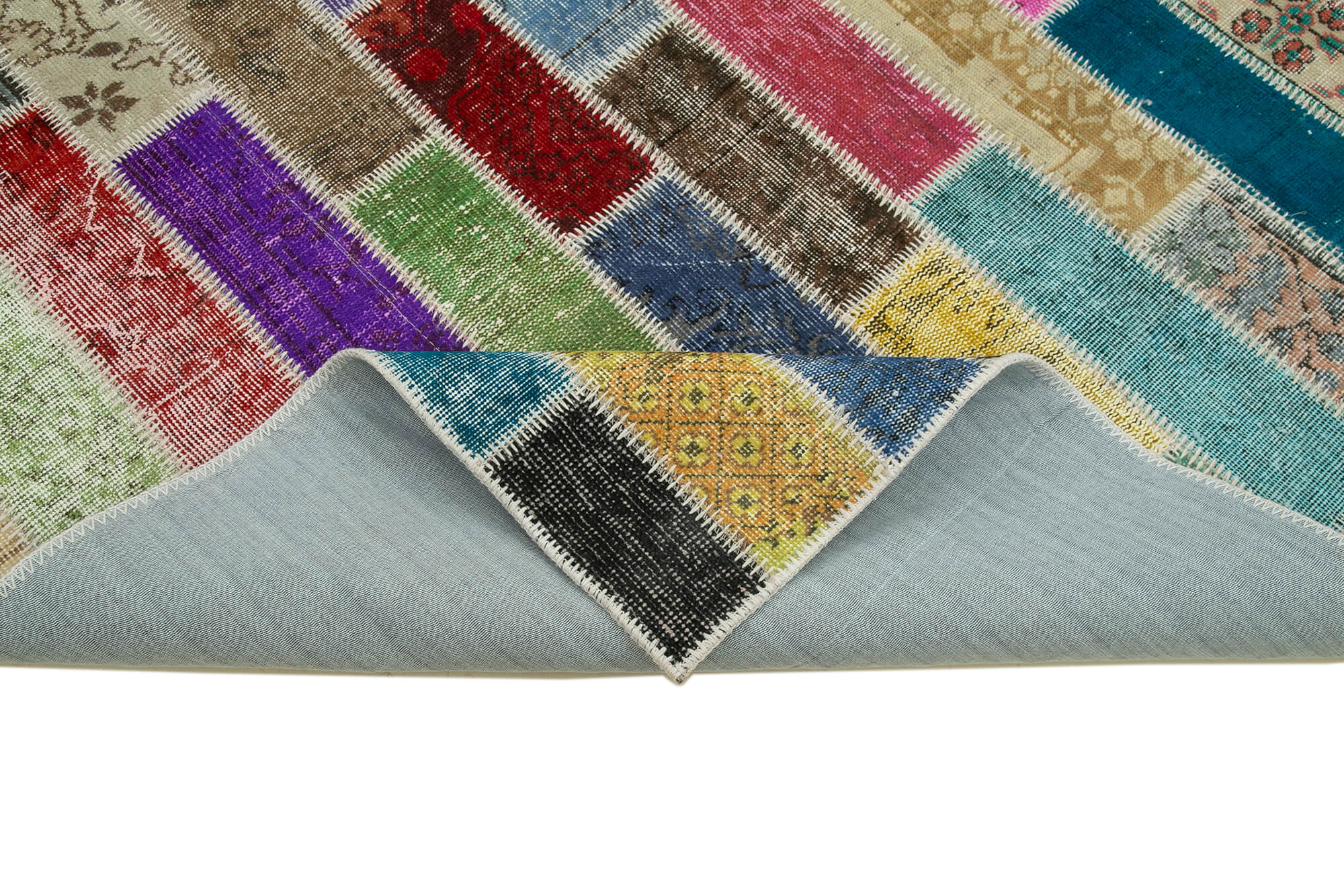 Handmade Patchwork Rug - Kirk Yama Grey Area Rug 6'7''x10'1'' Cotton Wool Blend