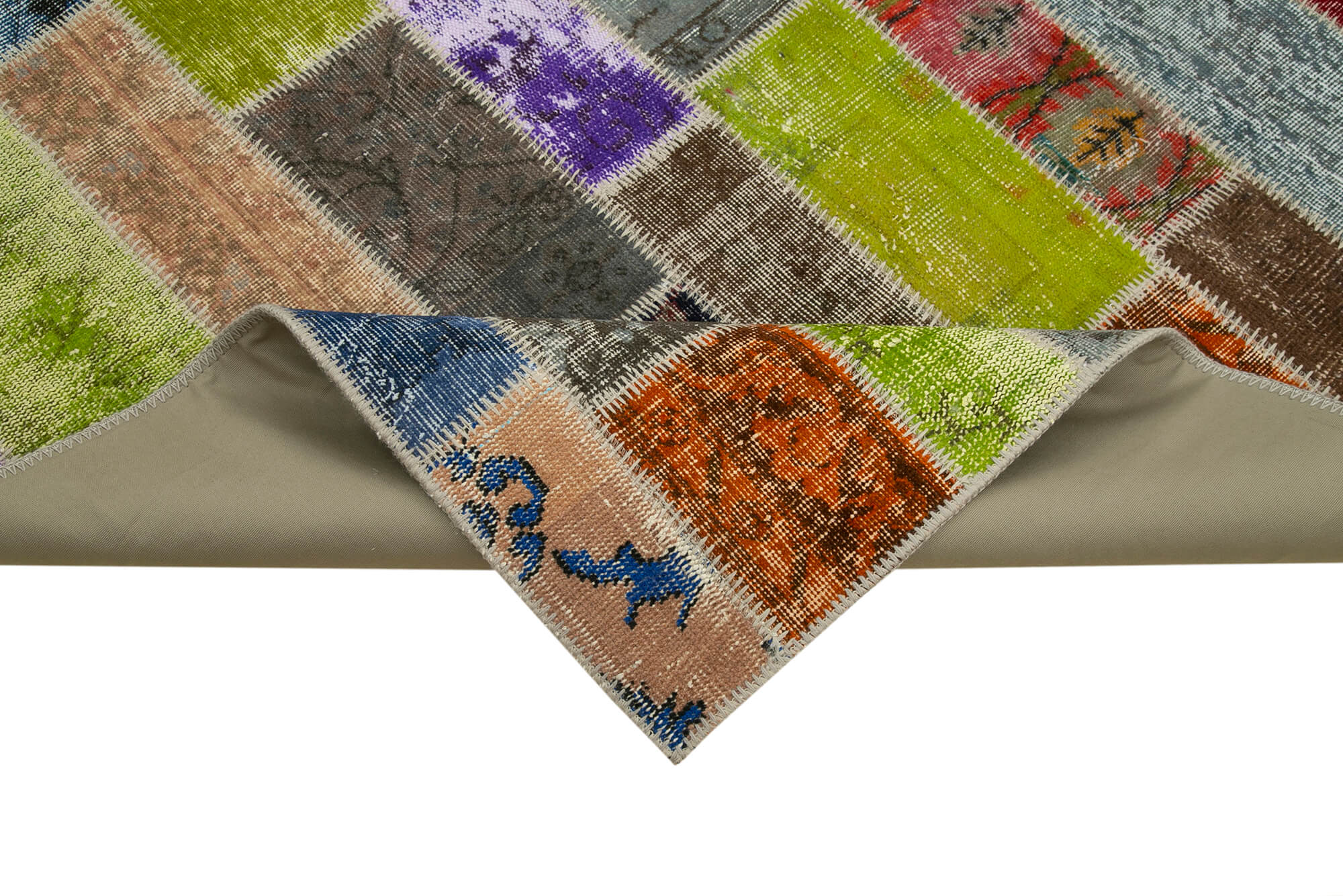 Handmade Area Rug – Grey Patchwork Cotton Wool Vintage Wool Rug 6'11''x9'11''
