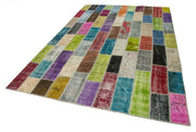 Handmade Wool Area Rug – Kirk Yama Grey Patchwork Rug 6x10 Feet Cotton Wool Carpet