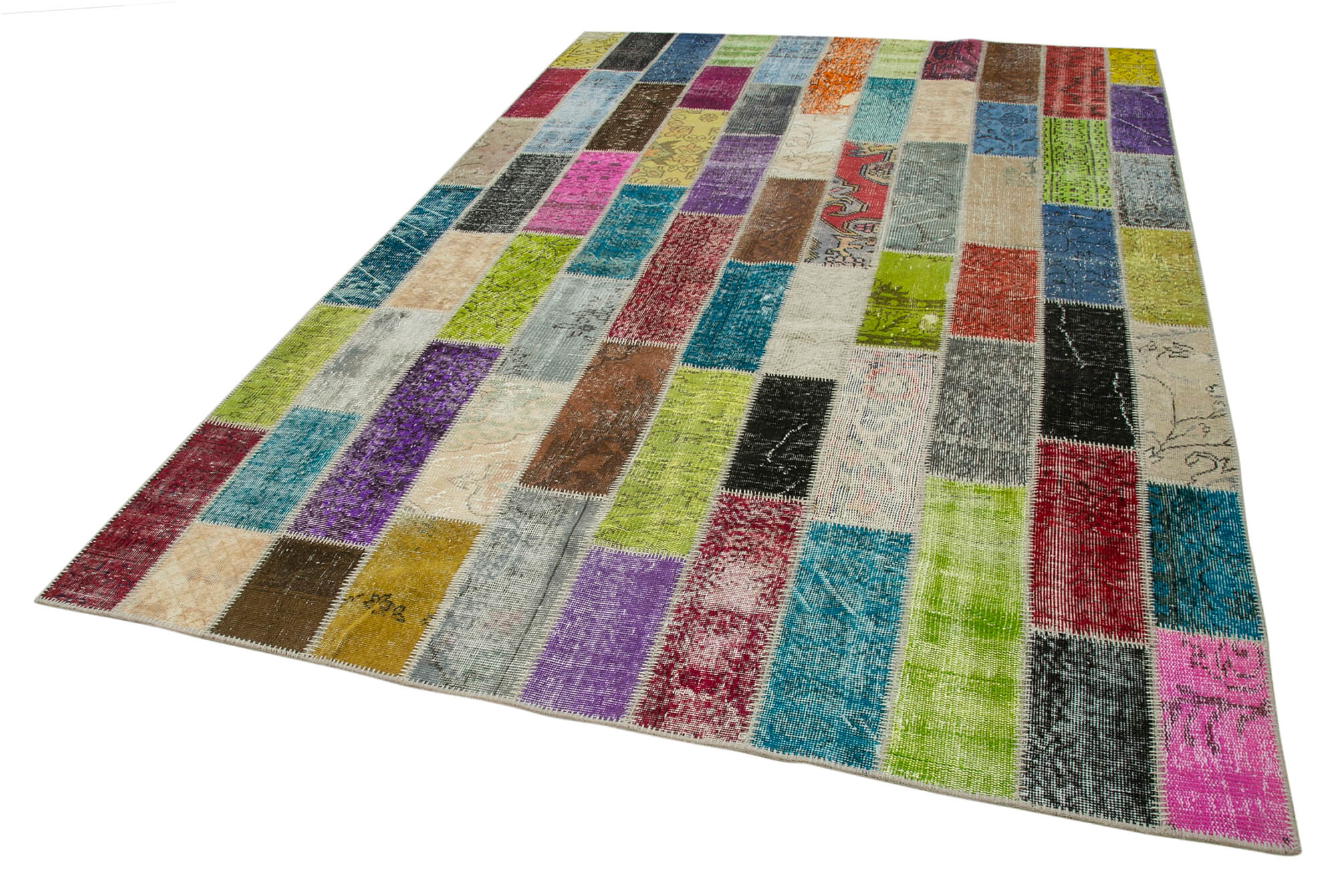 Handmade Wool Area Rug – Kirk Yama Grey Patchwork Rug 6x10 Feet Cotton Wool Carpet