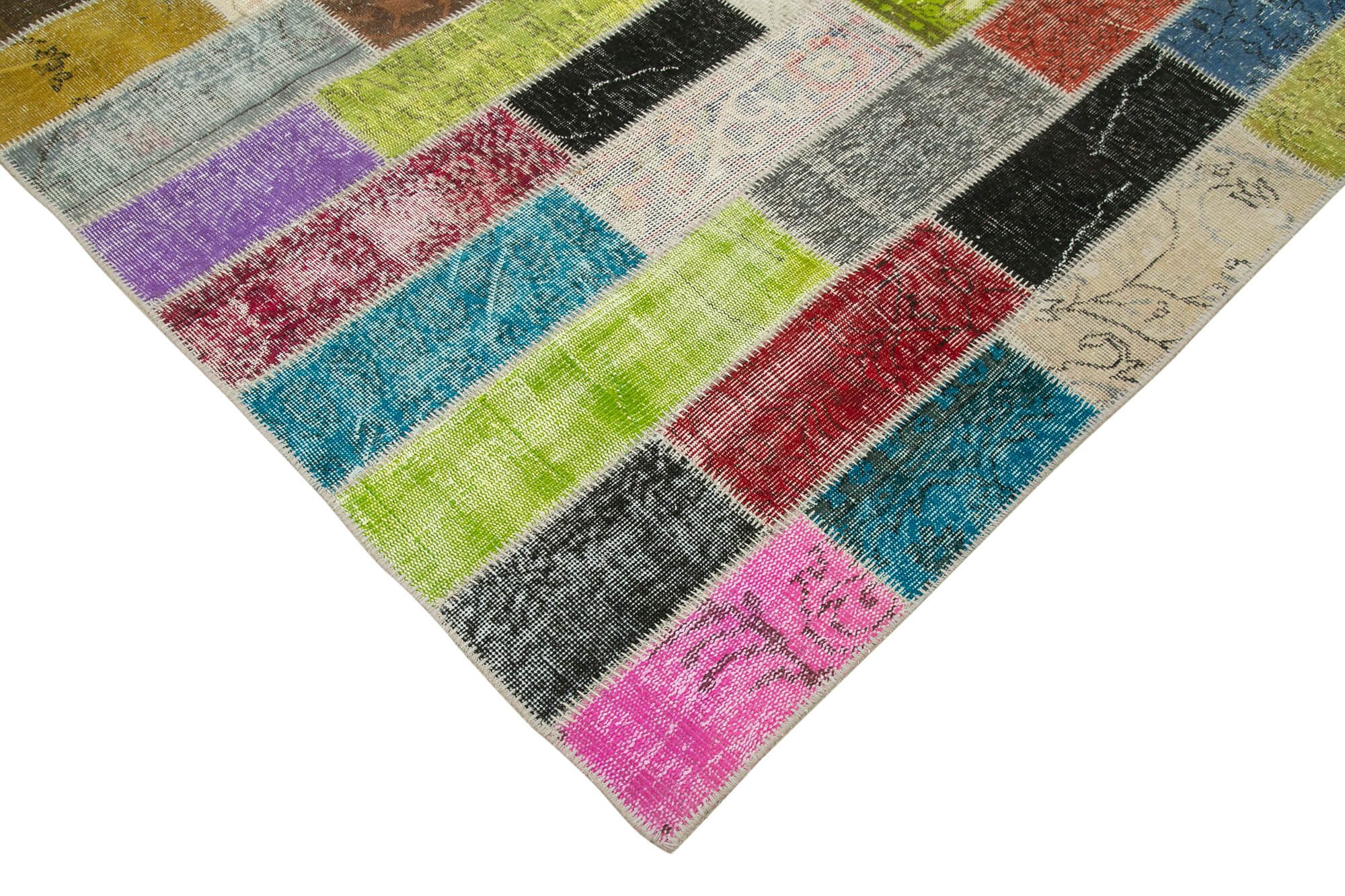 Handmade Wool Area Rug – Kirk Yama Grey Patchwork Rug 6x10 Feet Cotton Wool Carpet