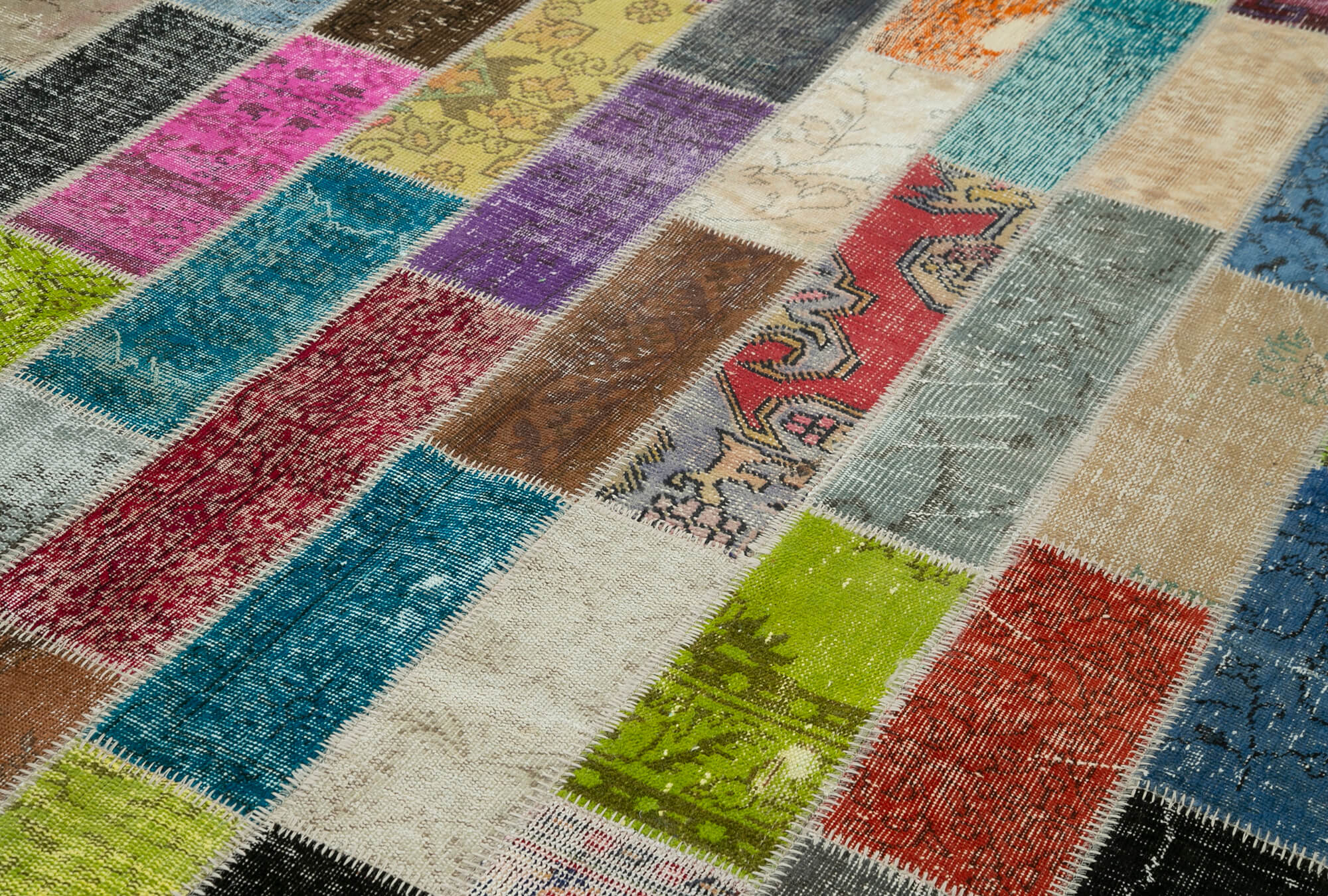 Handmade Wool Area Rug – Kirk Yama Grey Patchwork Rug 6x10 Feet Cotton Wool Carpet