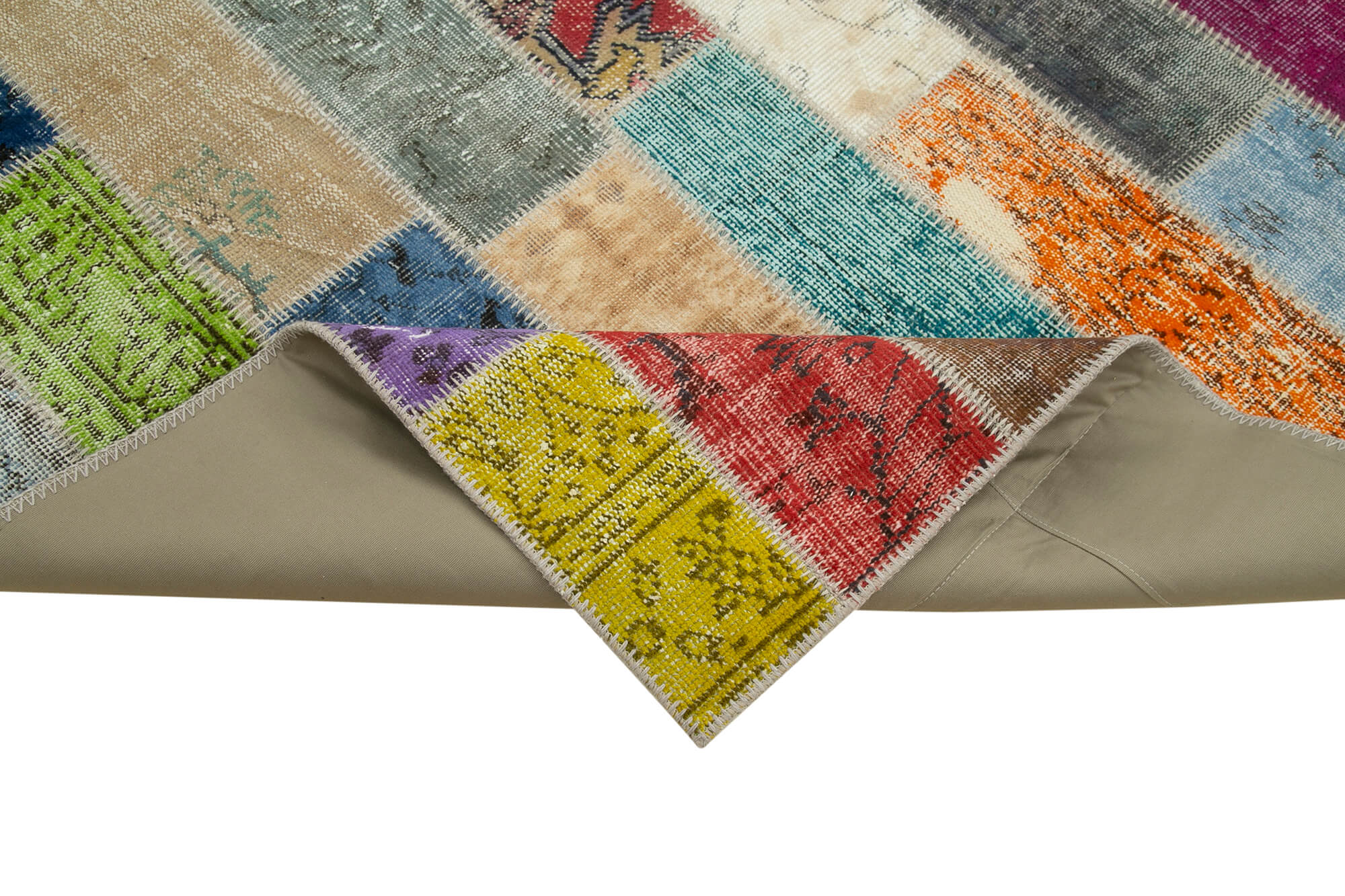 Handmade Wool Area Rug – Kirk Yama Grey Patchwork Rug 6x10 Feet Cotton Wool Carpet
